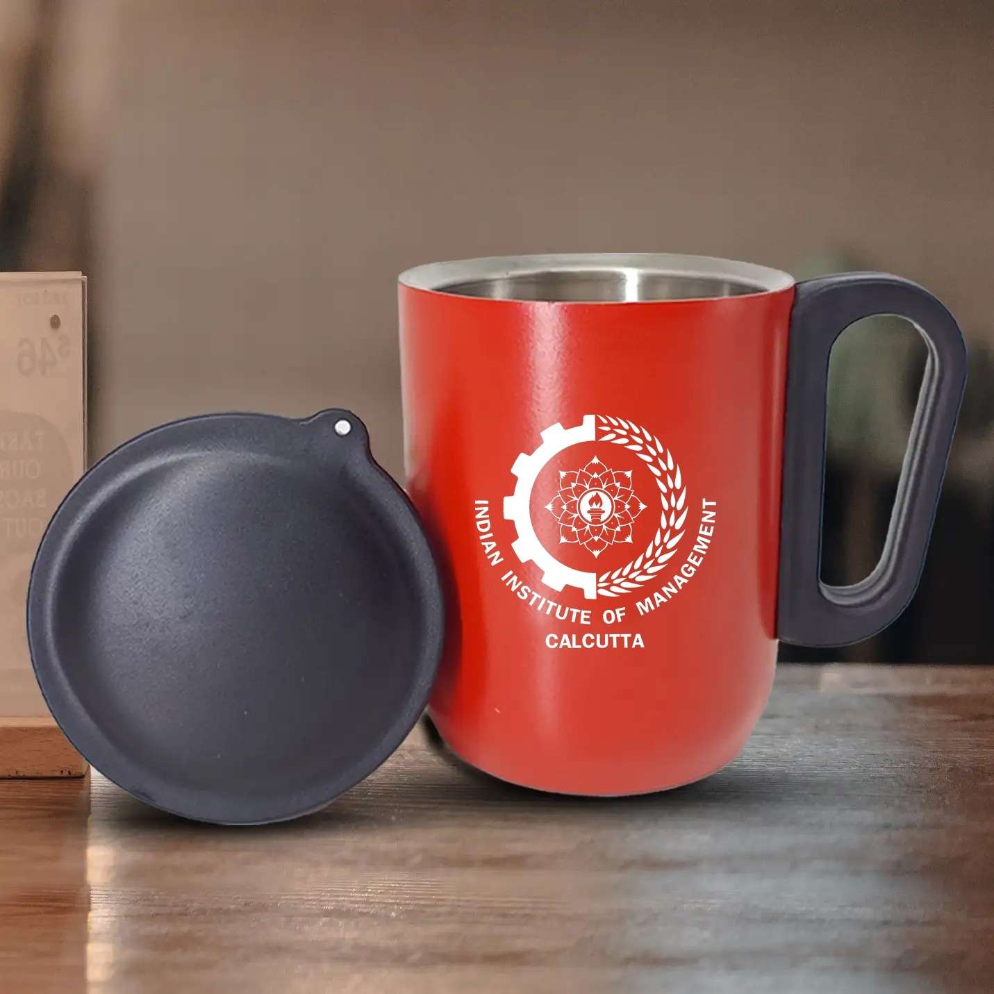 Crimson IIMC Logo Red Coffee Mug with Lid