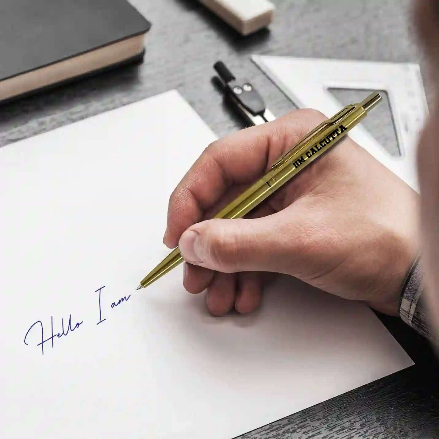 Elegant IIMC Metal Gold Plated Engraved Parker Pen