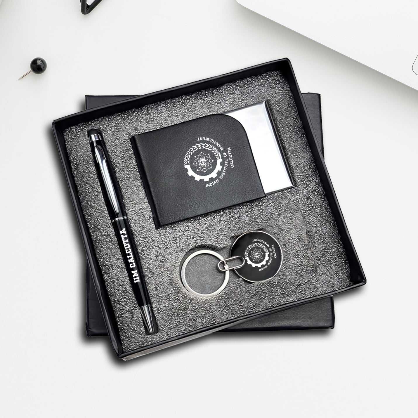 Stylish IIMC 3-in-1 Corporate Gift Pack with Cardholder, Keychain & Pen