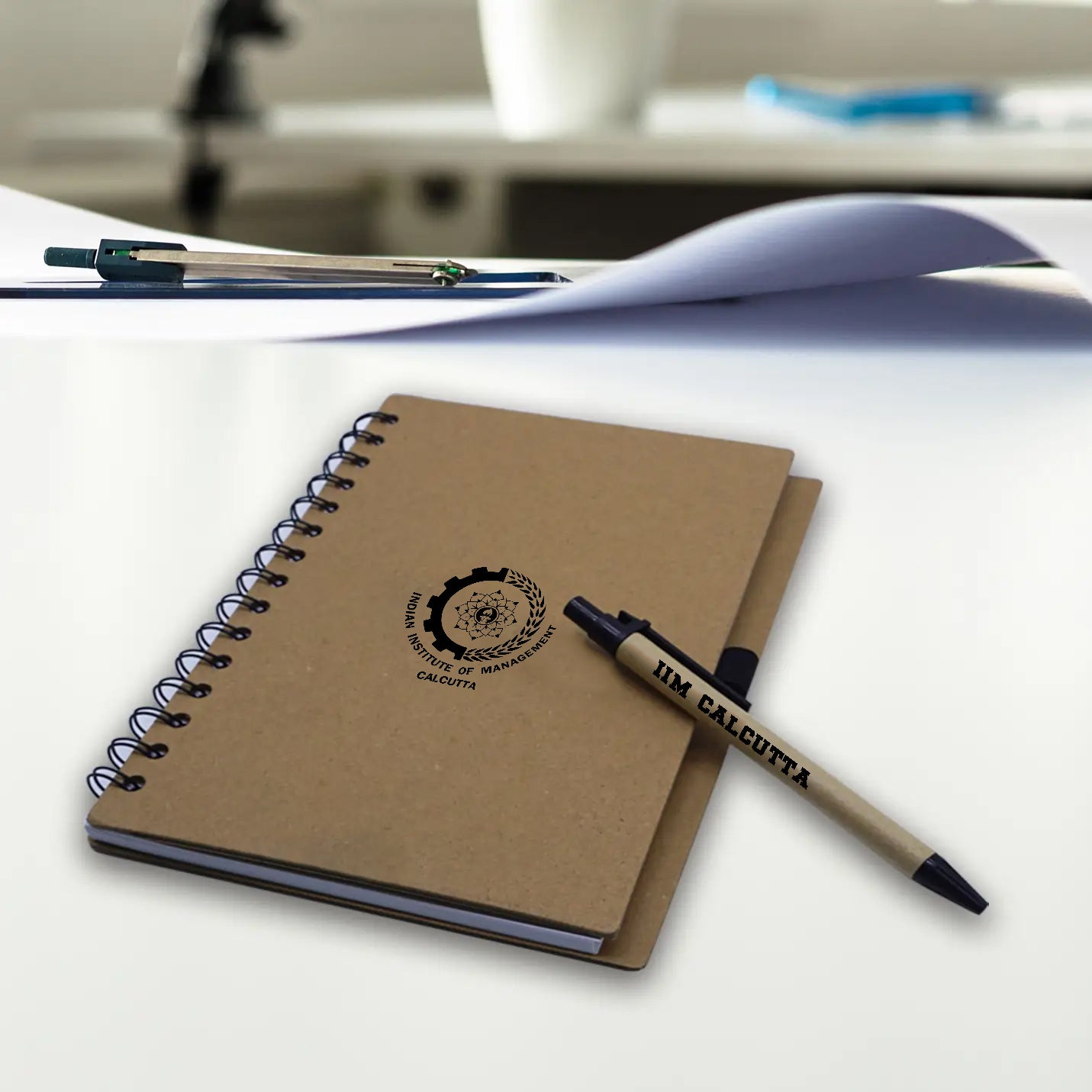 Multi Utility IIMC Logo Eco Sticky Notepad Memo Pad with Ball Pen
