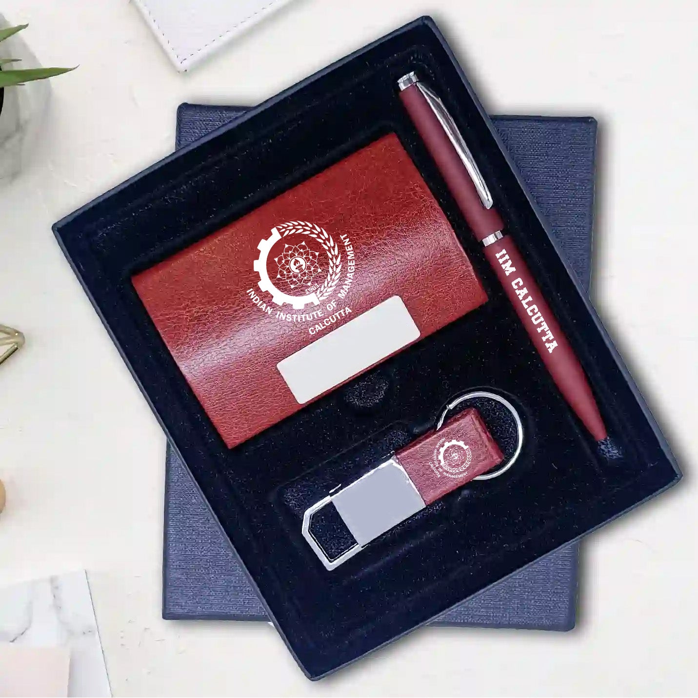 Premium IIMC 3-in-1 Combo Set Boston Brown Pen, Keychain & Card Holder