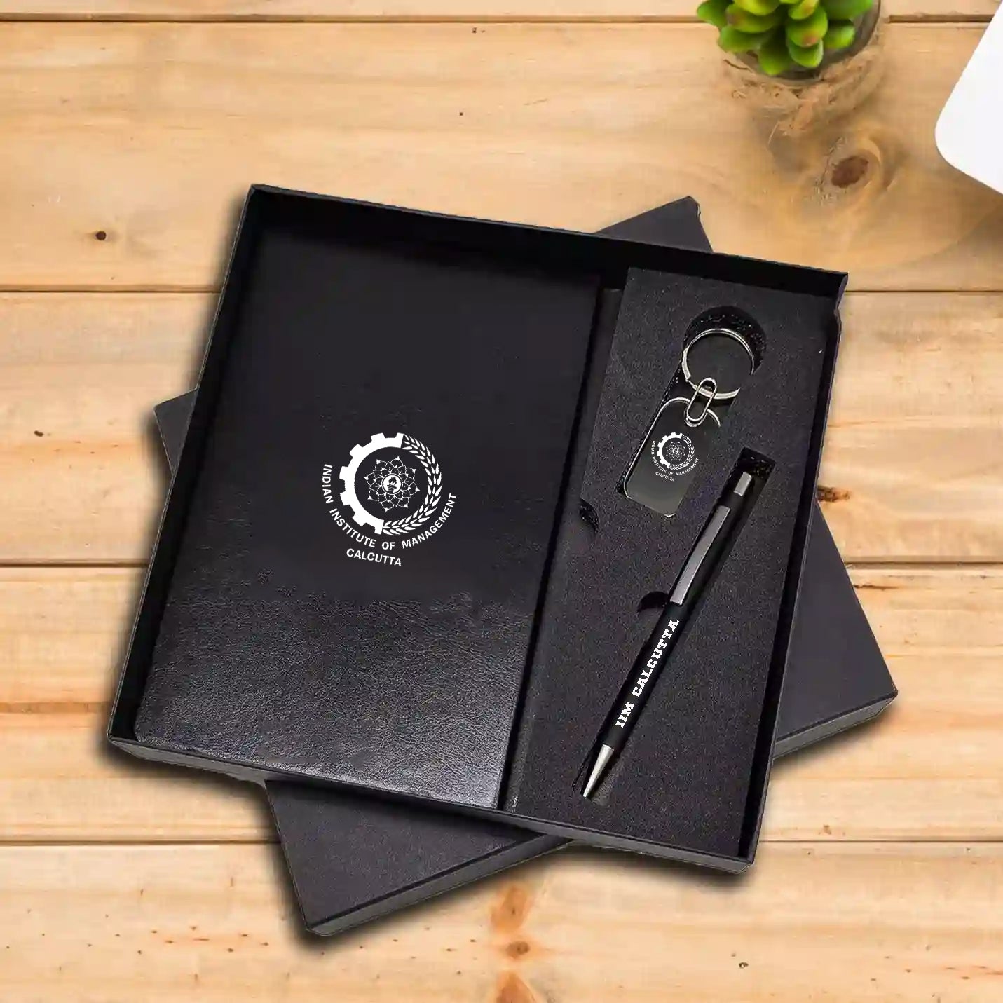 Trendy 3 in 1 Combo Black pen, keychain & Diary 