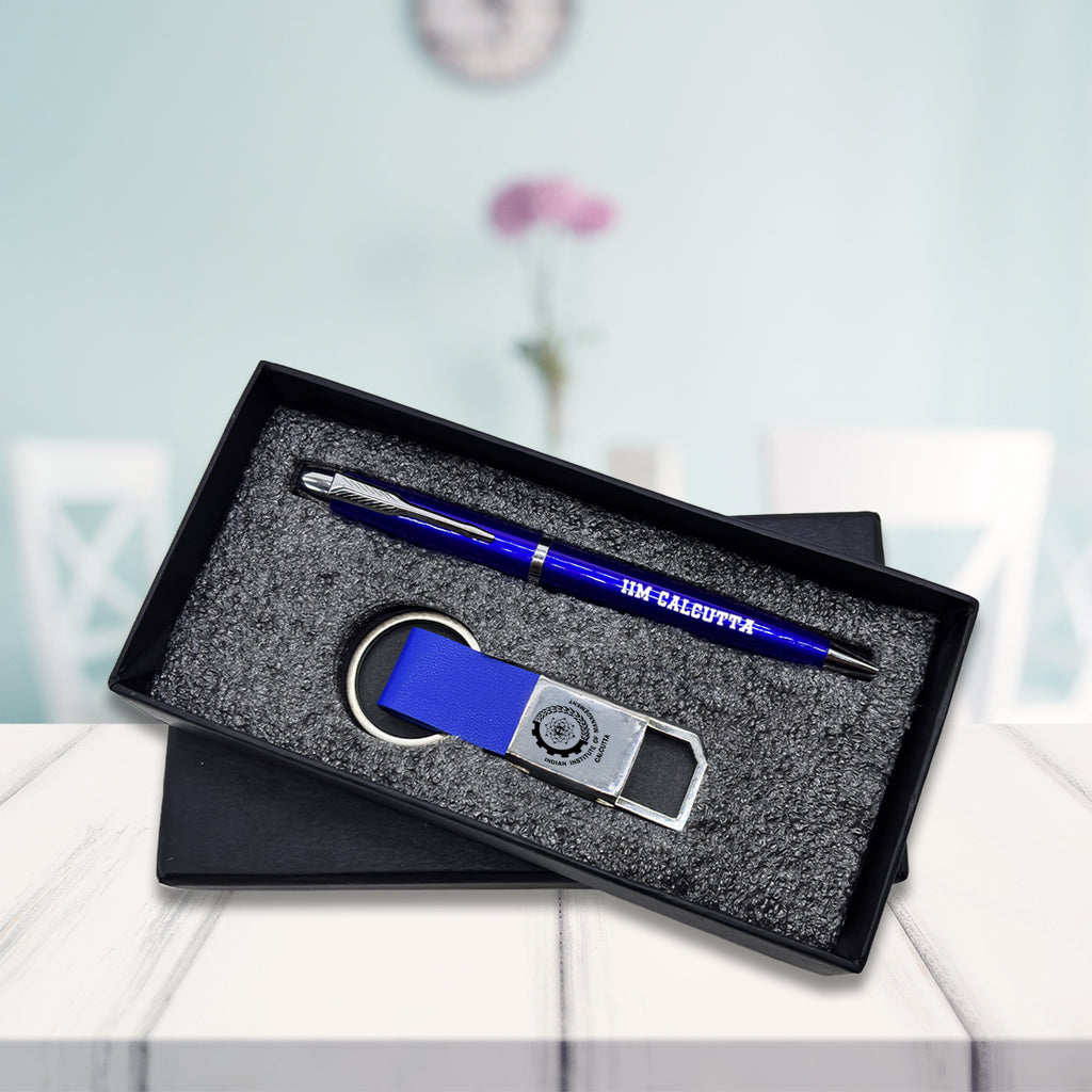 Graceful 2 in 1 IIMC Logo Blue Pen & Keychain Gift set