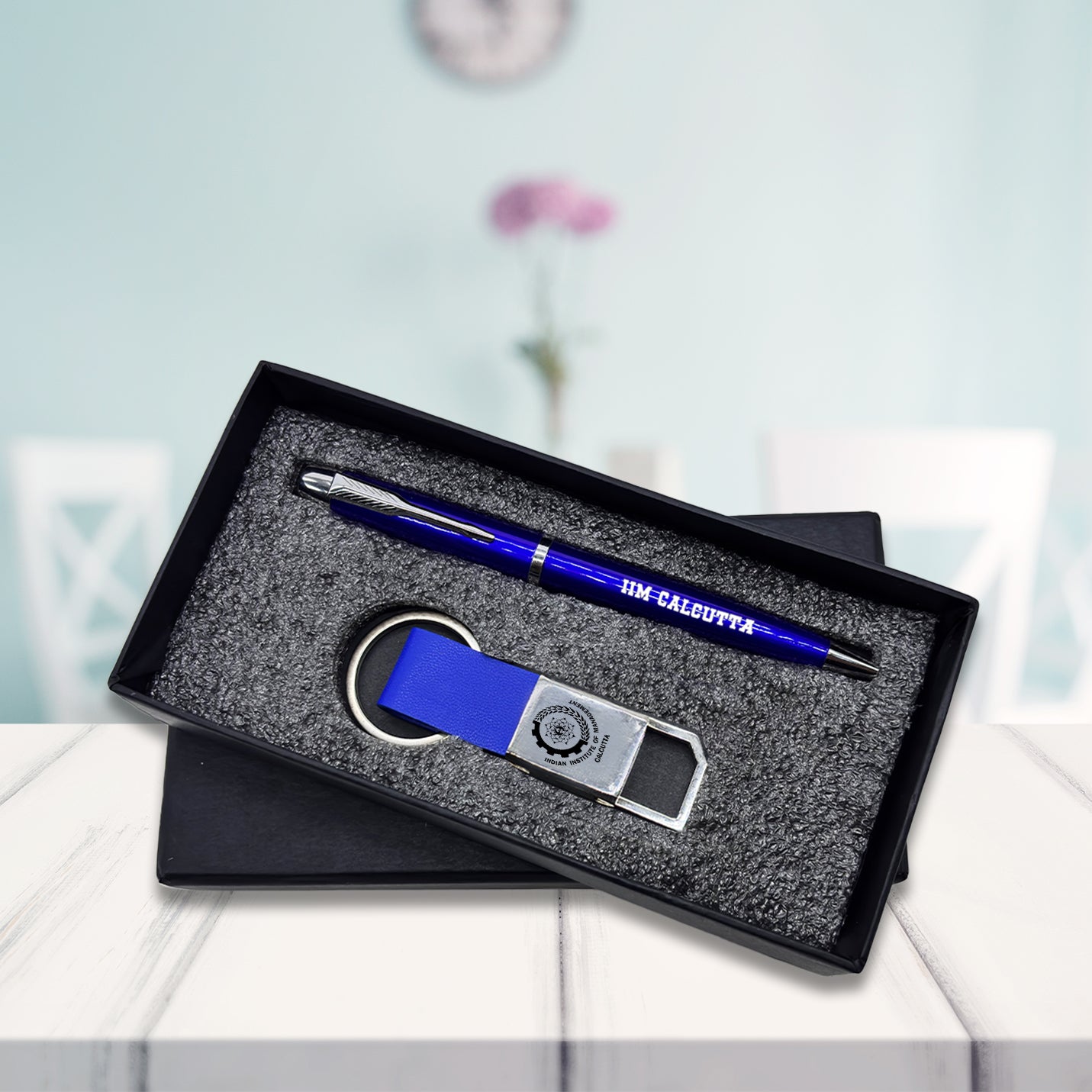 Graceful 2 in 1 IIMC Logo Blue Pen & Keychain Gift set