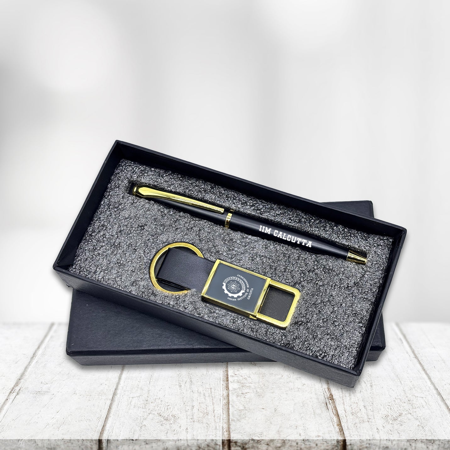 Luxurious 2 in 1 IIMC Logo Black Pen & Keychain Gift set