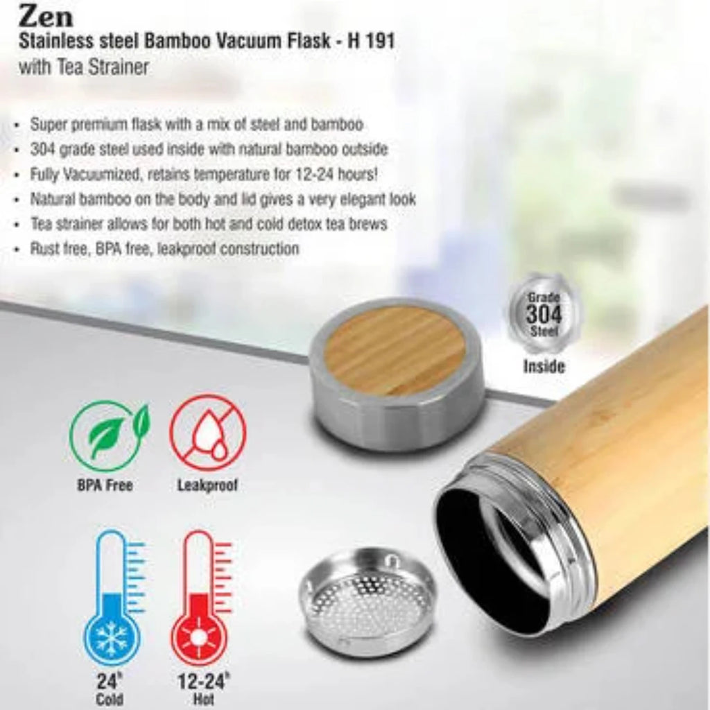 Nature Core Stainless Steel Bamboo Vacuum Flask