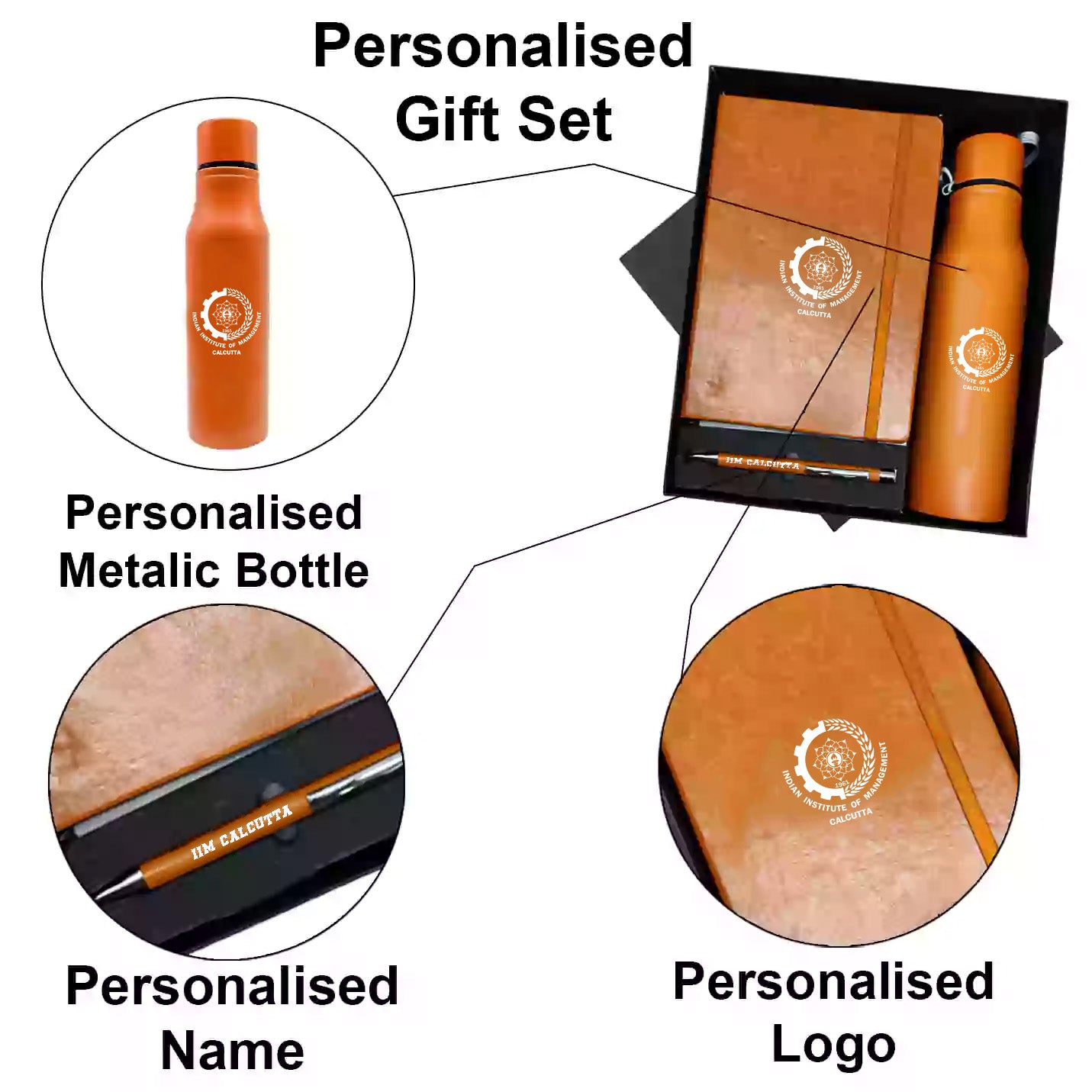 3 in 1 Combo Set Tan Pen, Diary and Bottle 