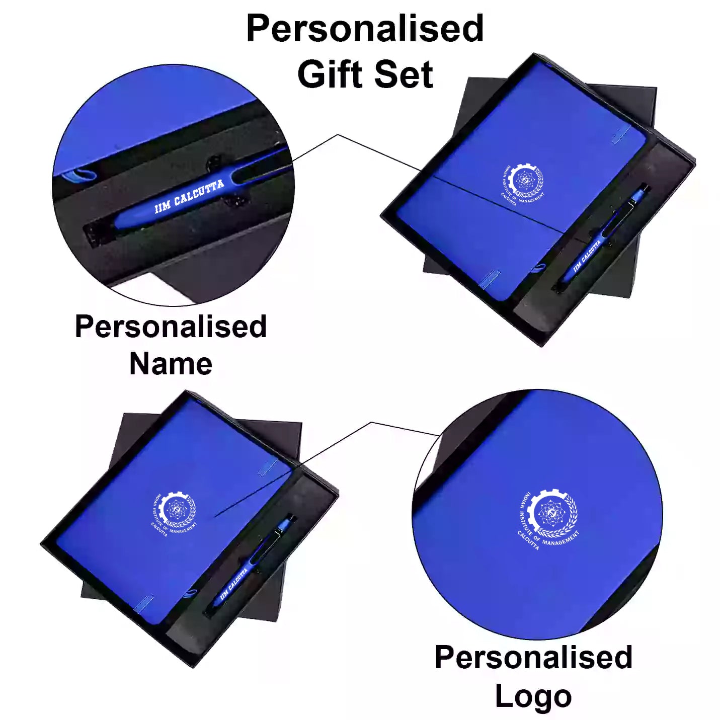 Premium IIMC Logo 2-in-1 Combo Set Blue Elastic Pen & Diary