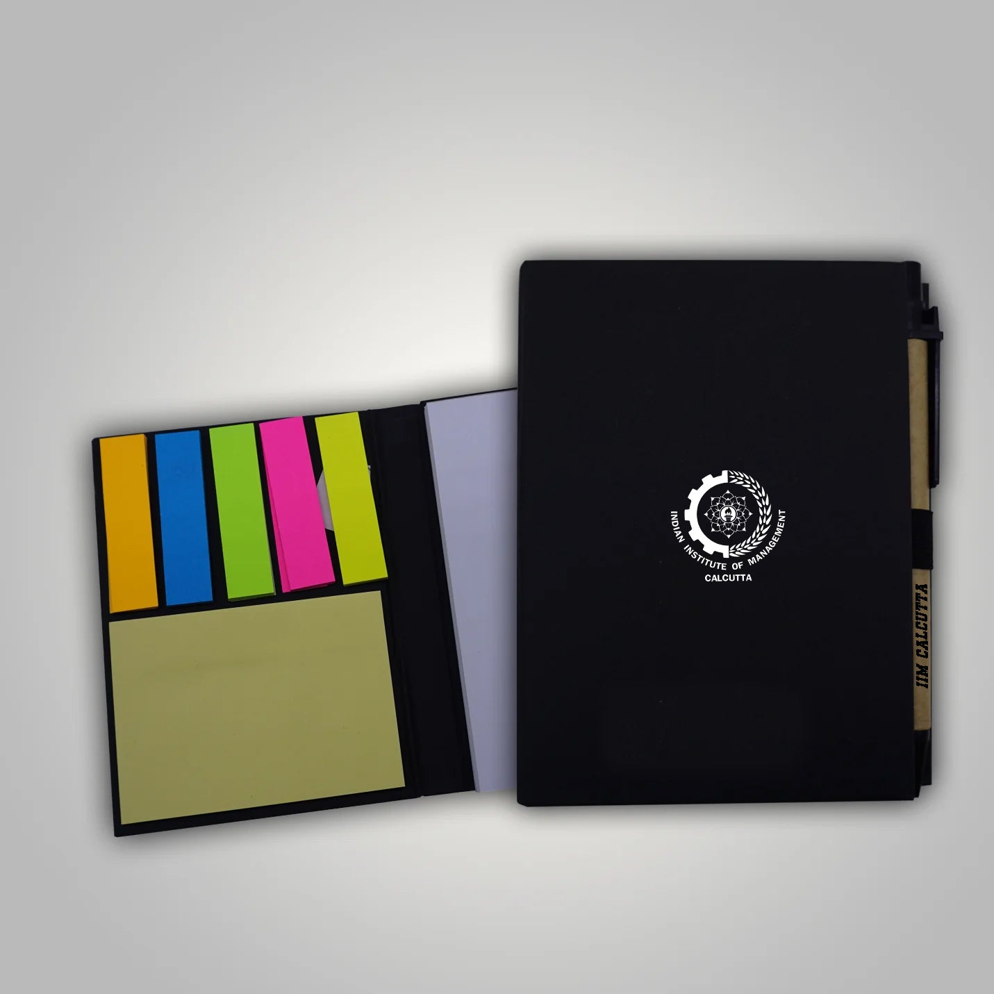 IIMC Logo Multi-purpose Black Gift set Eco Sticky Notepad with Ball Pen