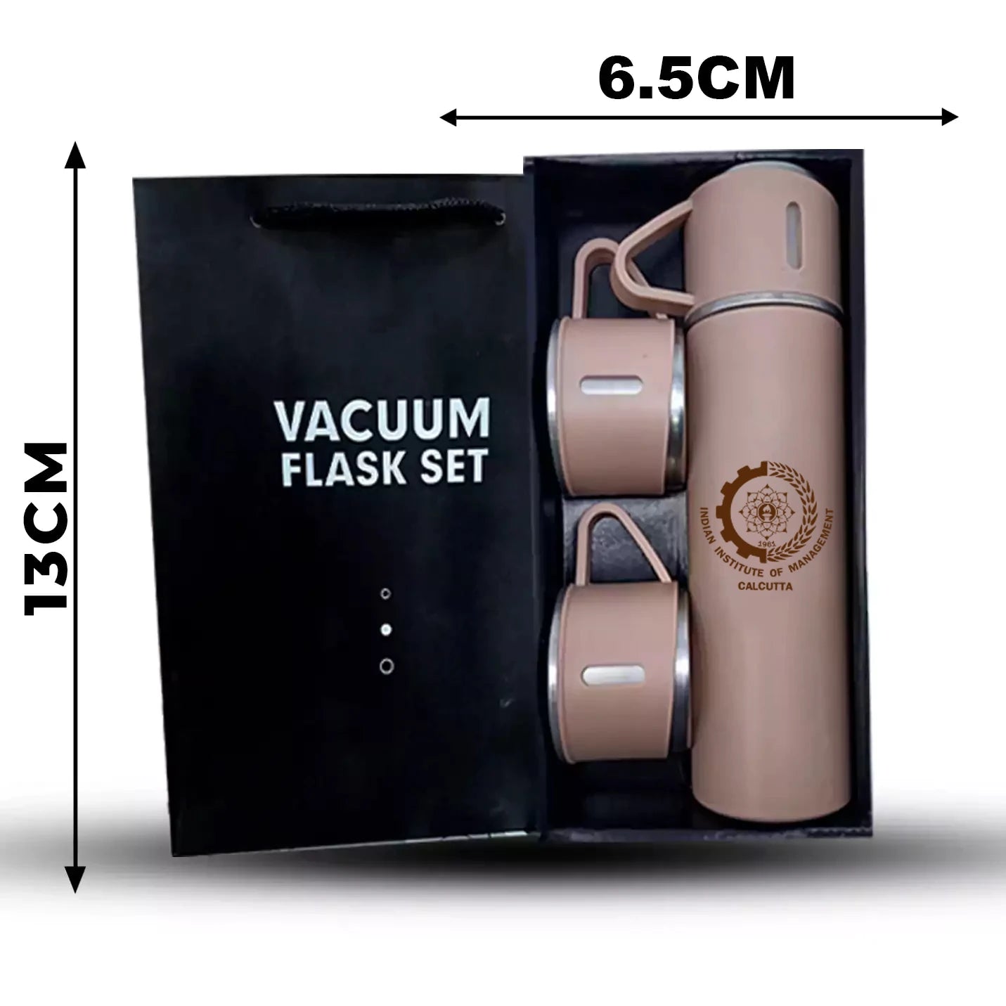 IIMC Beige Vacuum Flask Set with 3 Cups 