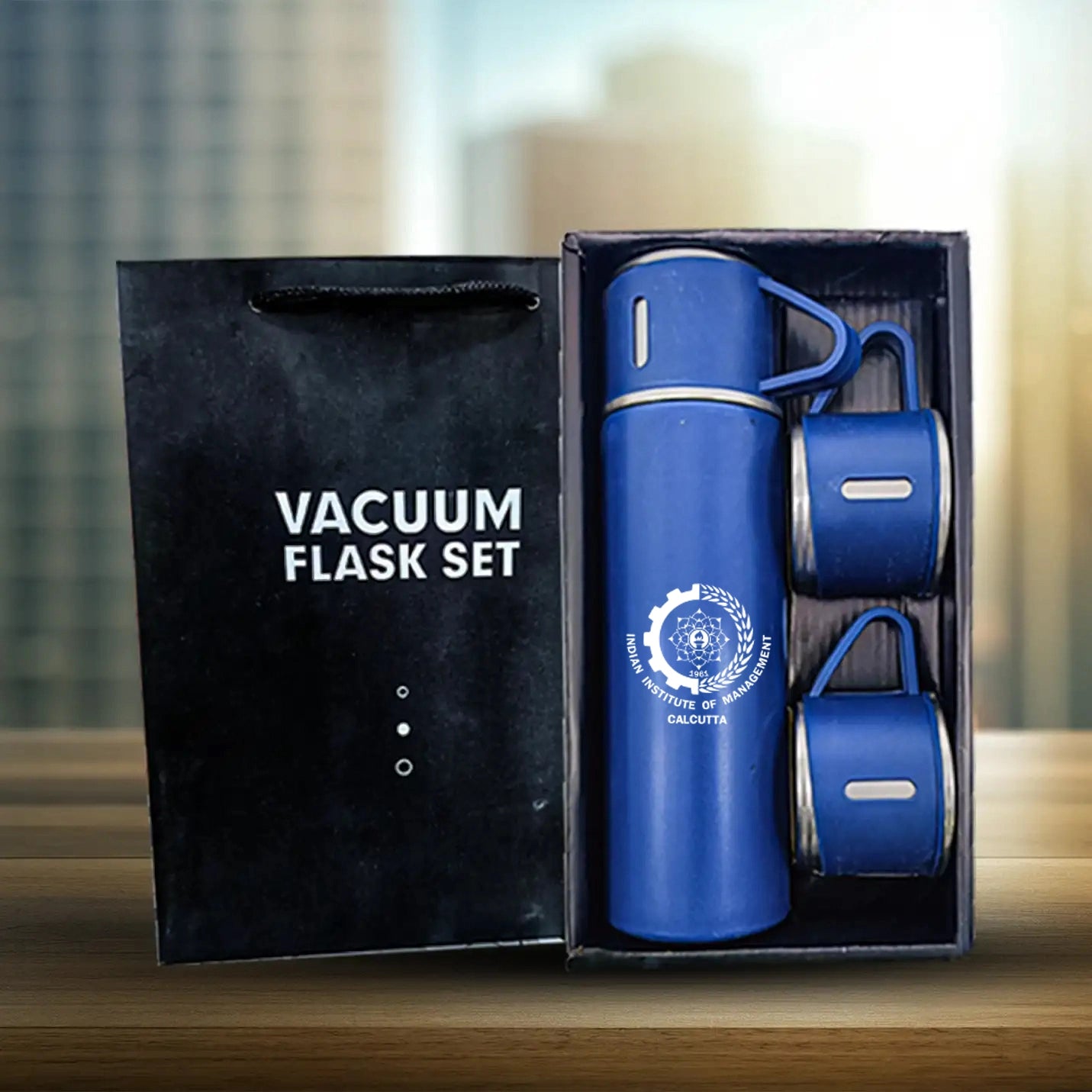 Multi-use IIMC Merchandise Blue Vacuum Flask with 3 Cup