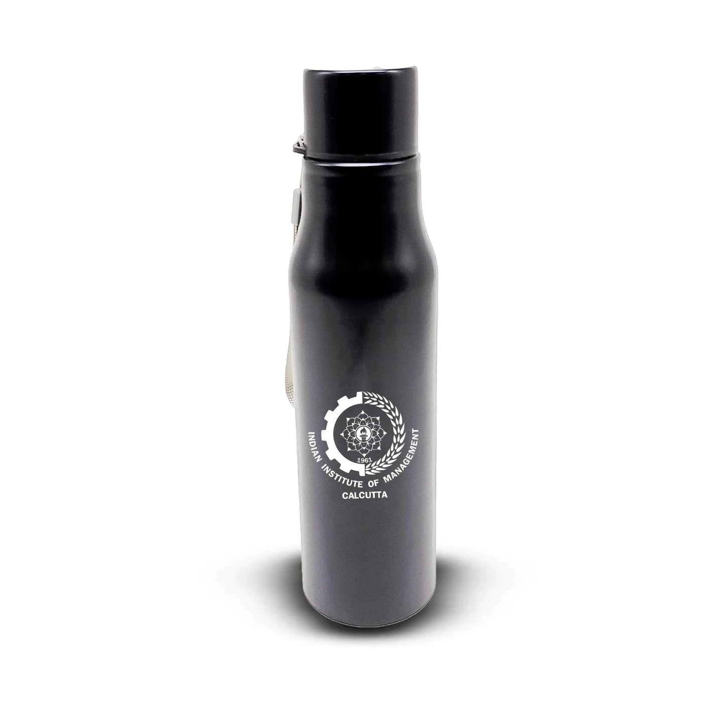 Spill proof Black IIMC Logo Stainless Steel Water Bottle