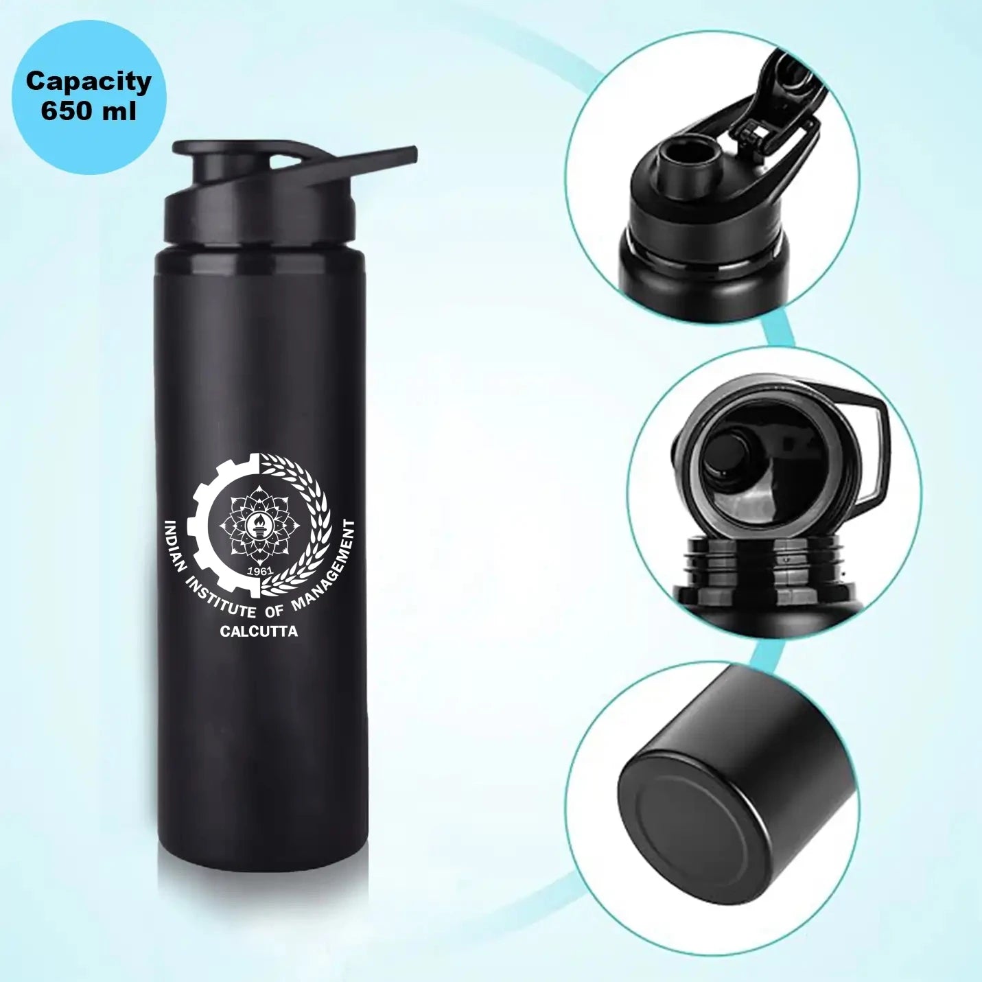Leak-Proof IIMC Black Sporty Water Bottle