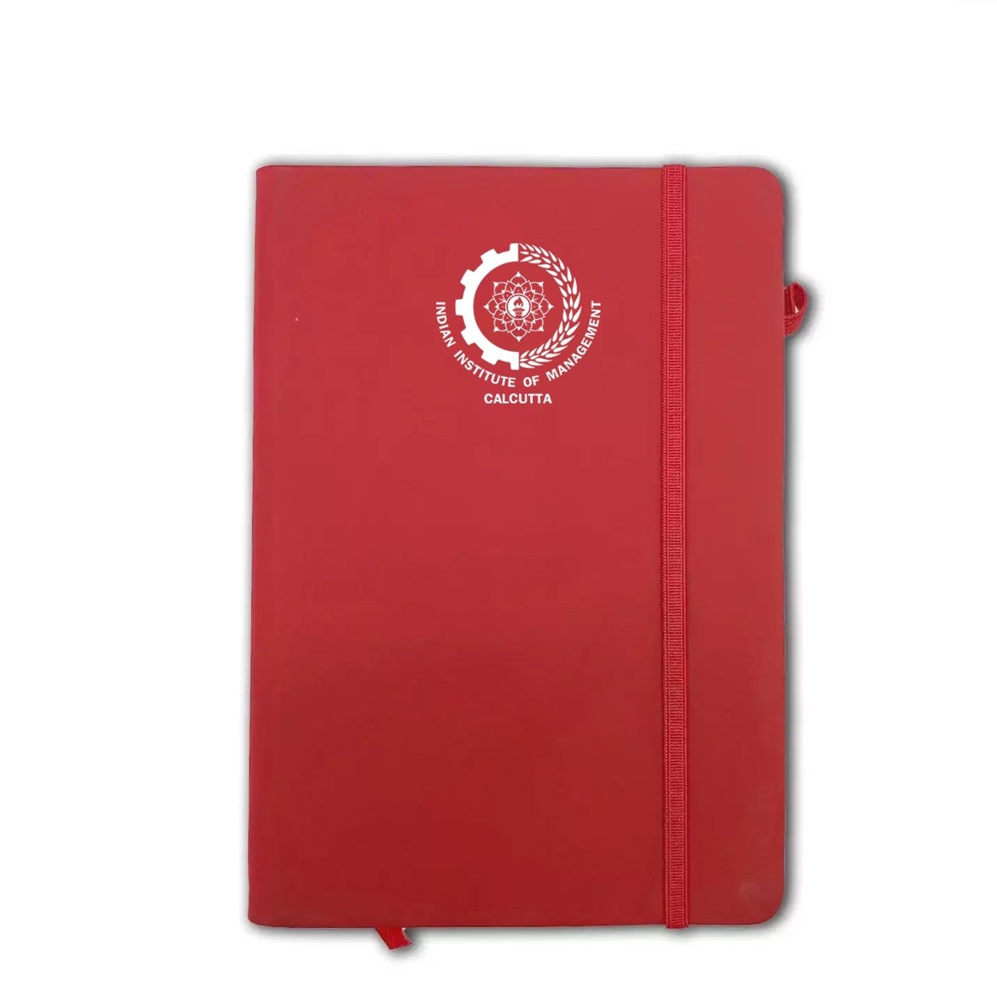 Classy IIMC Logo Sleek Red Diary with Elastic Closure