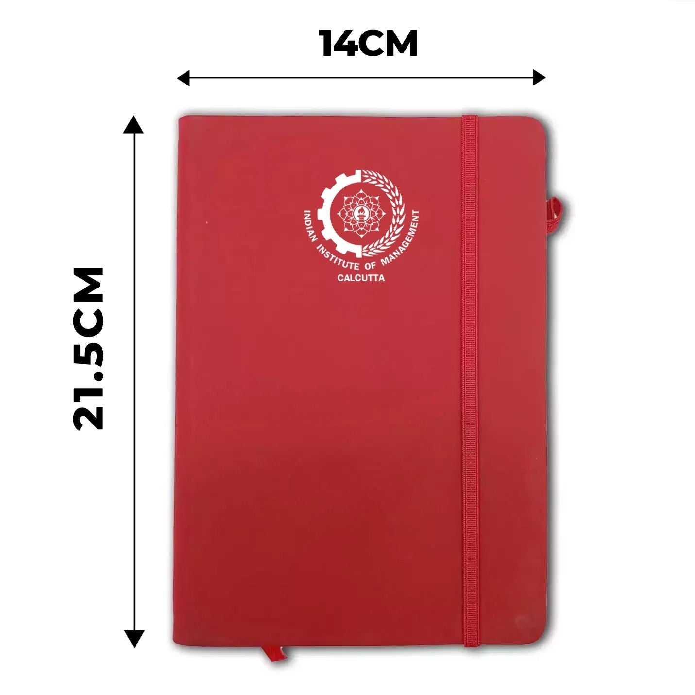 Classy IIMC Logo Sleek Red Diary with Elastic Closure