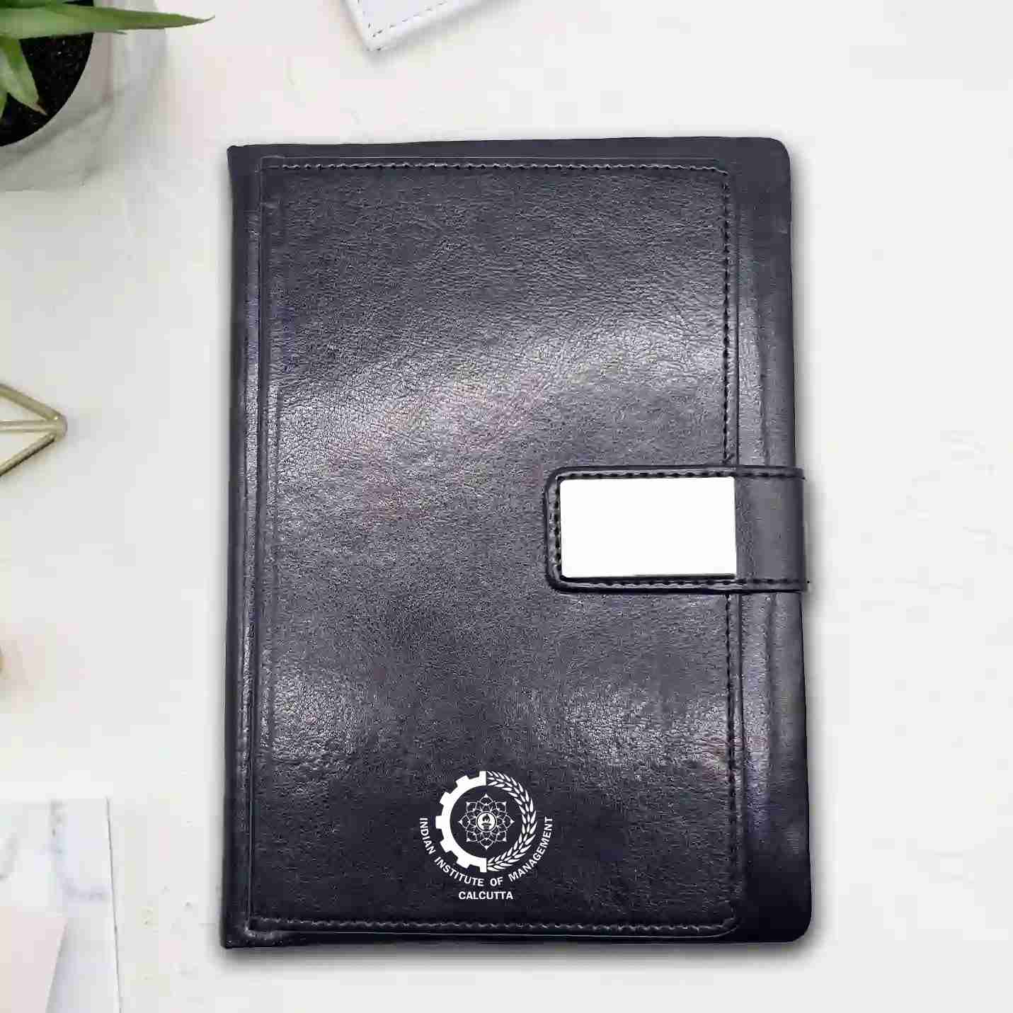 Elegant IIMC Logo Black Corporate Diary with Flap