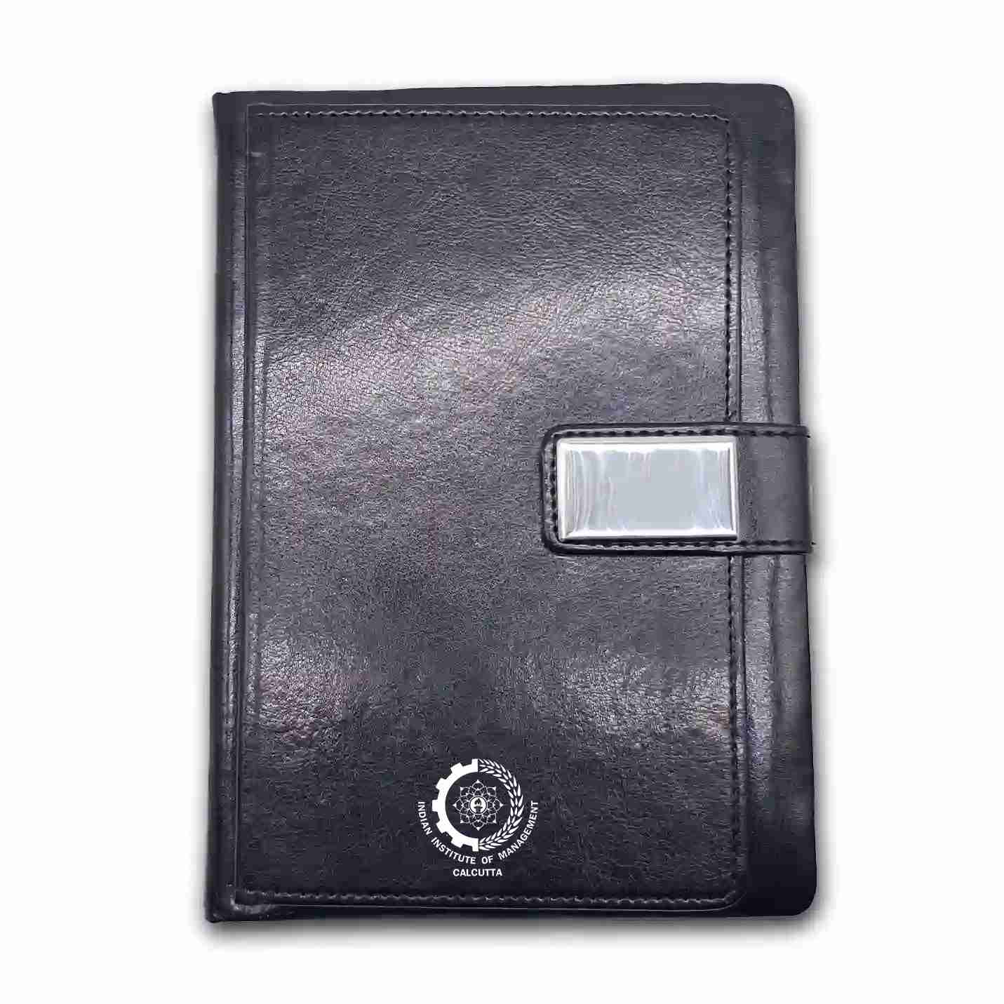 Elegant IIMC Logo Black Corporate Diary with Flap