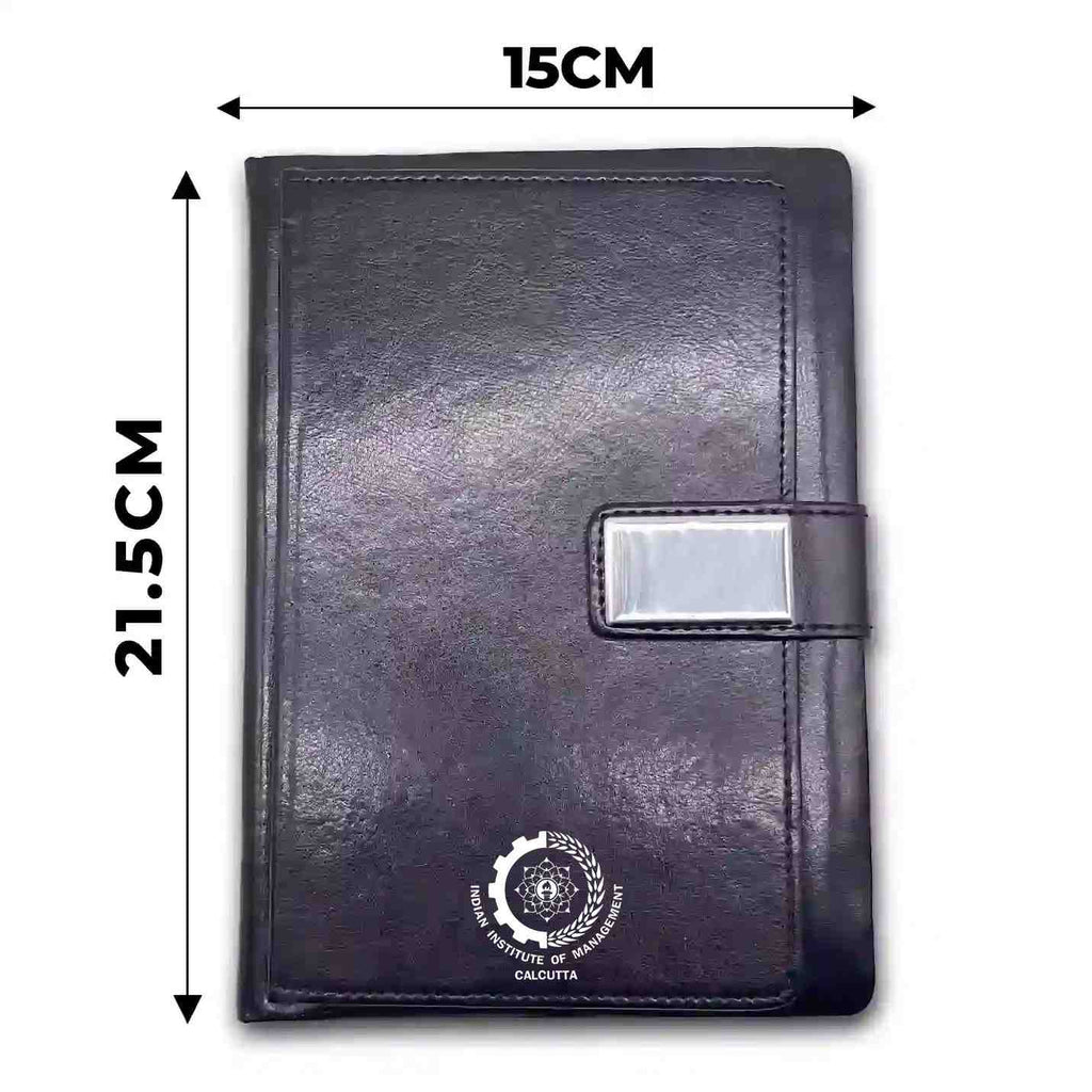 Elegant IIMC Logo Black Corporate Diary with Flap