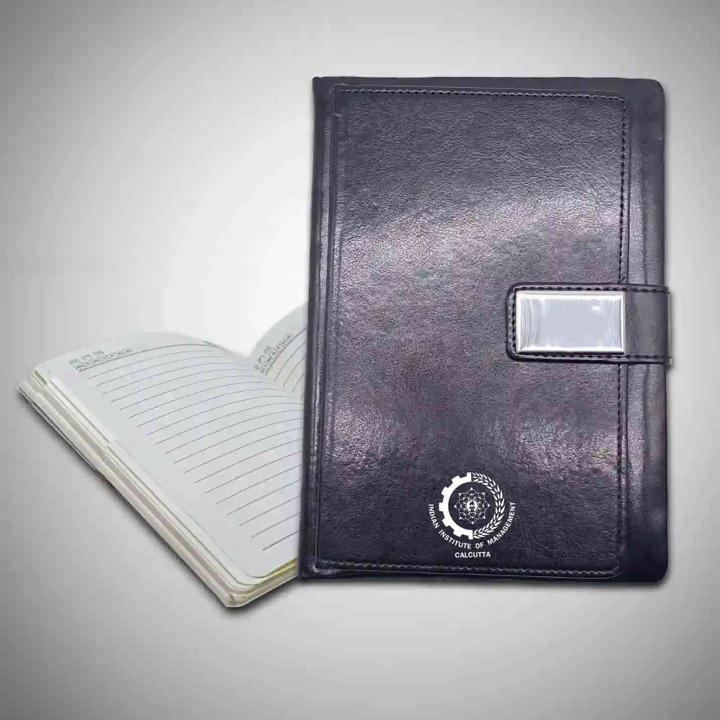 Elegant IIMC Logo Black Corporate Diary with Flap