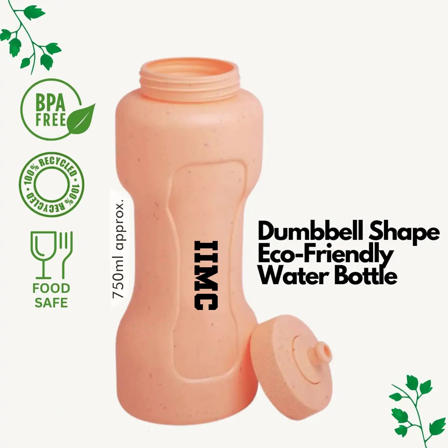 Easy-carry Dumbbell-Shaped Beige Water Bottle