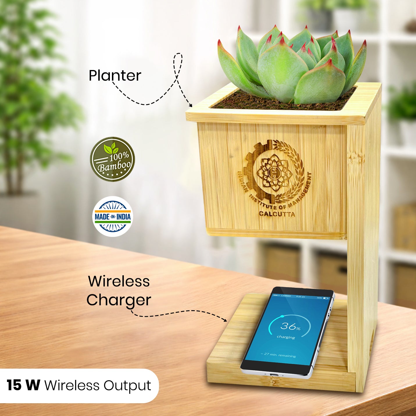 Eco Desk Customised Wireless Charger With Planter 