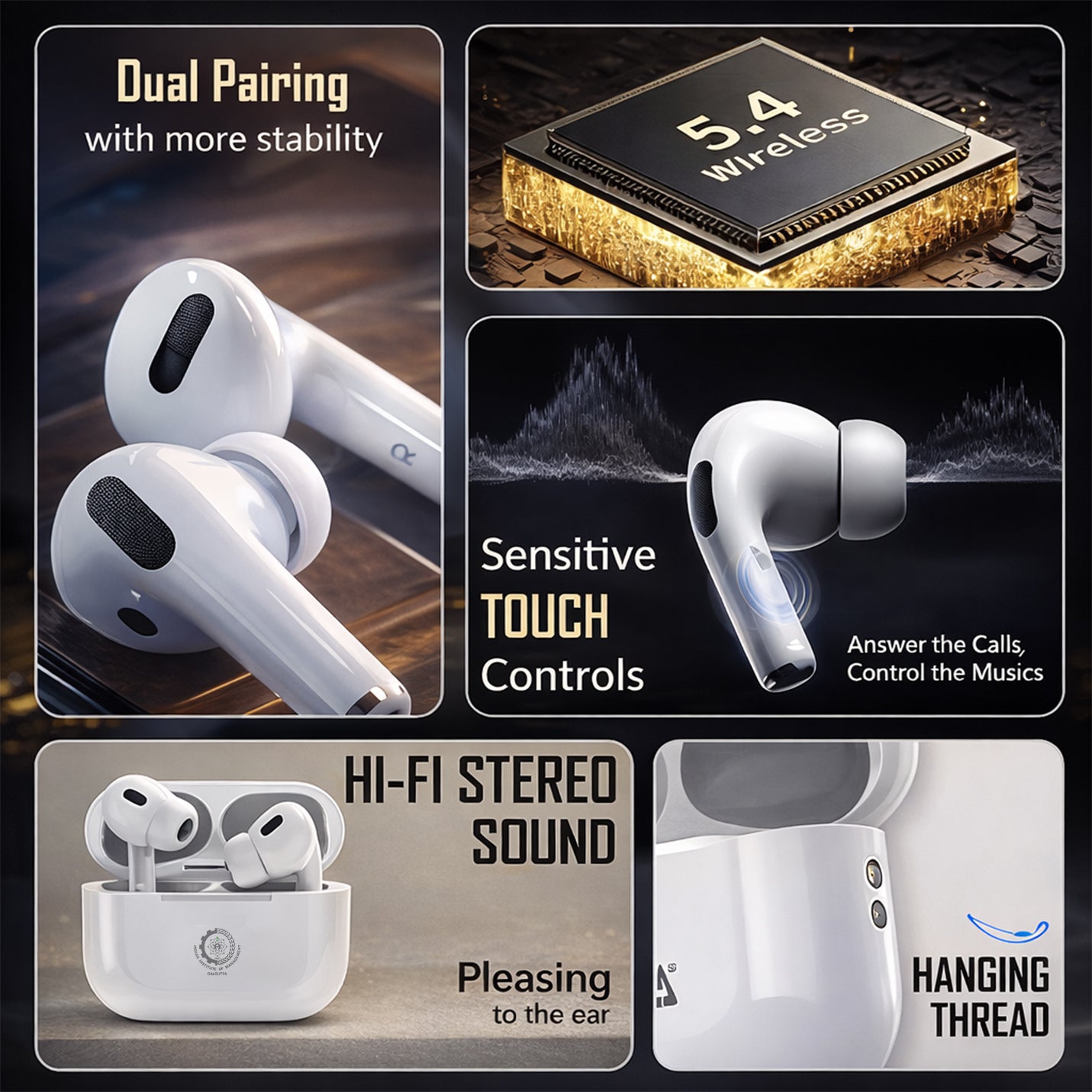 Personalised White Airpod With Advanced Bluetooth