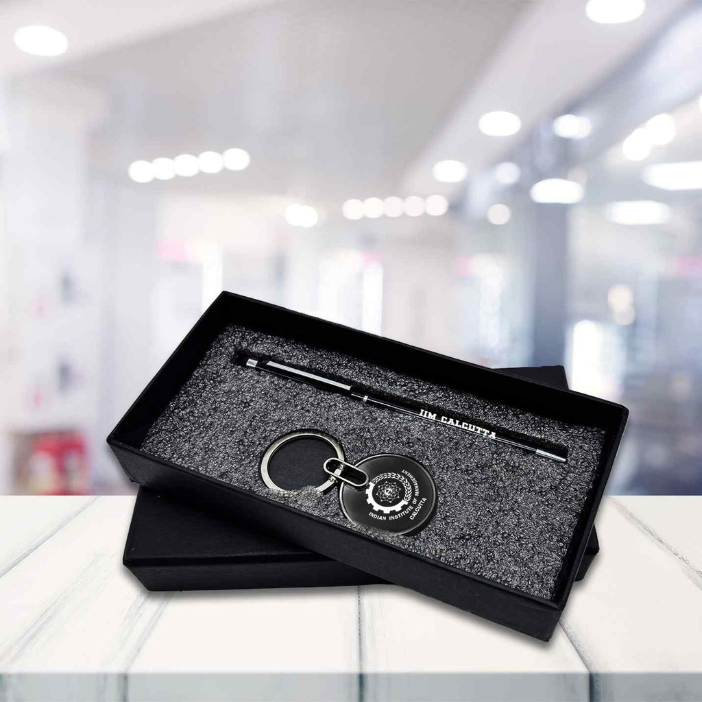 Elegant 2 in 1 IIMC Logo Black Pen & Keychain Gift set