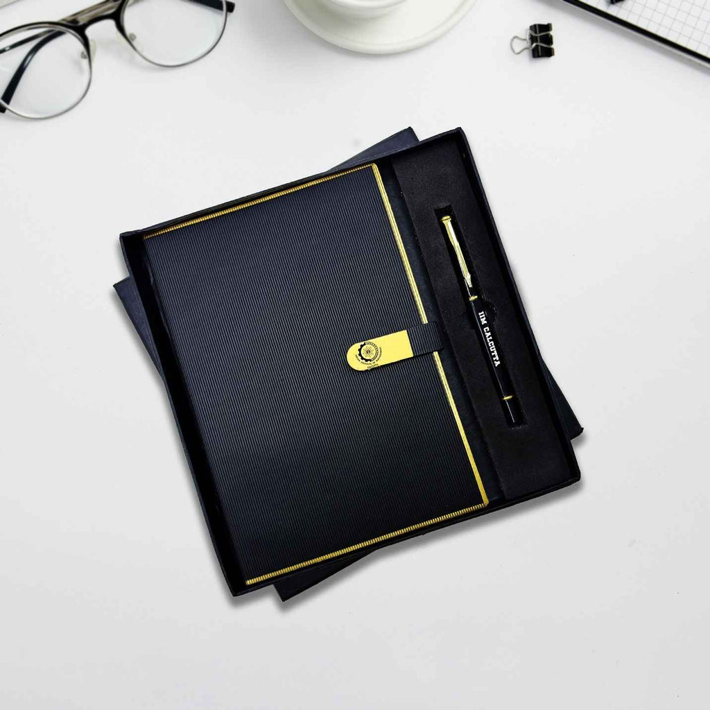 Premium 2 in 1 Black & Gold IIMC Logo Pen & Diary Gift set