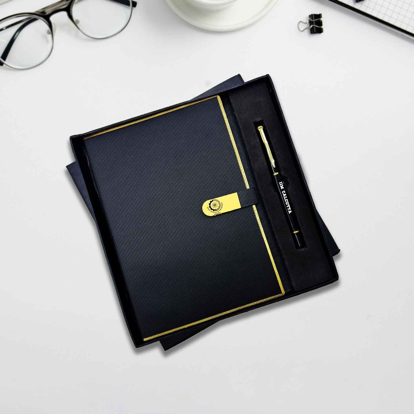 Premium 2 in 1 Black & Gold IIMC Logo Pen & Diary Gift set