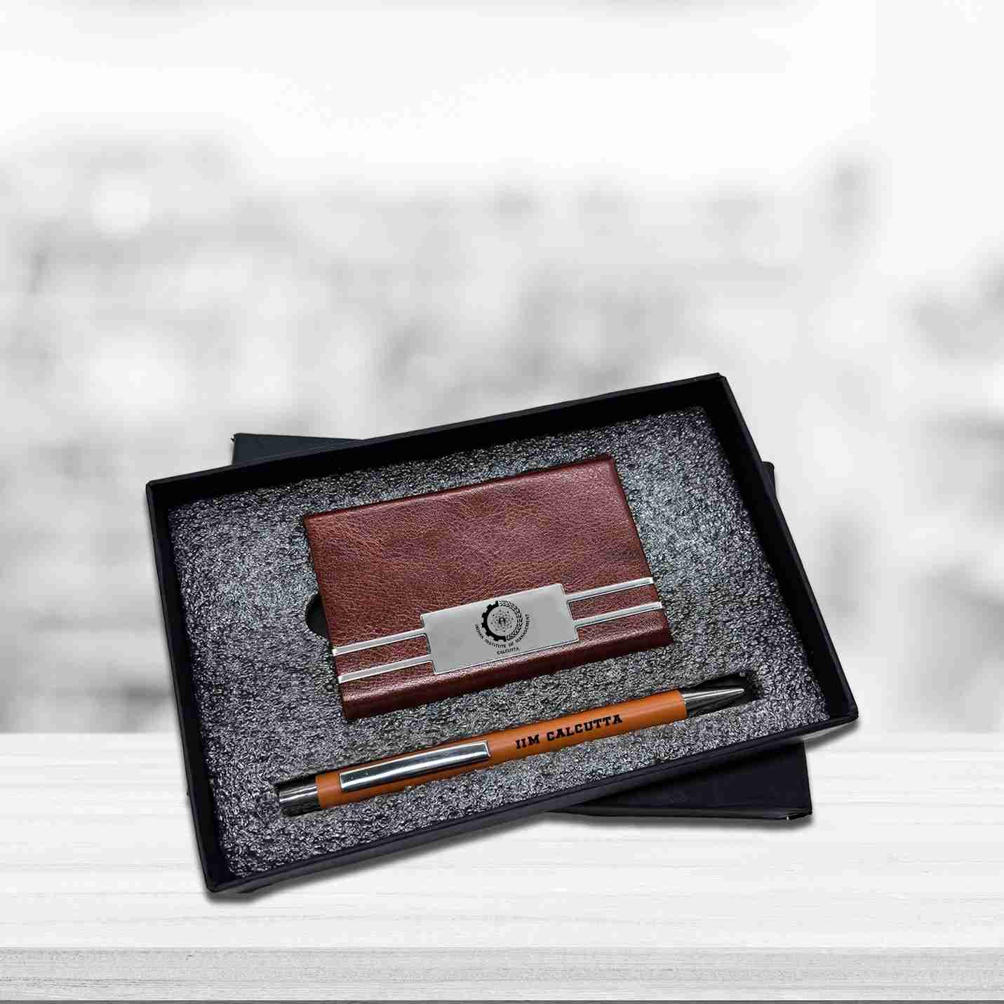 Deluxe 2 in 1 IIMC Logo Brown Pen & Card holder Gift set