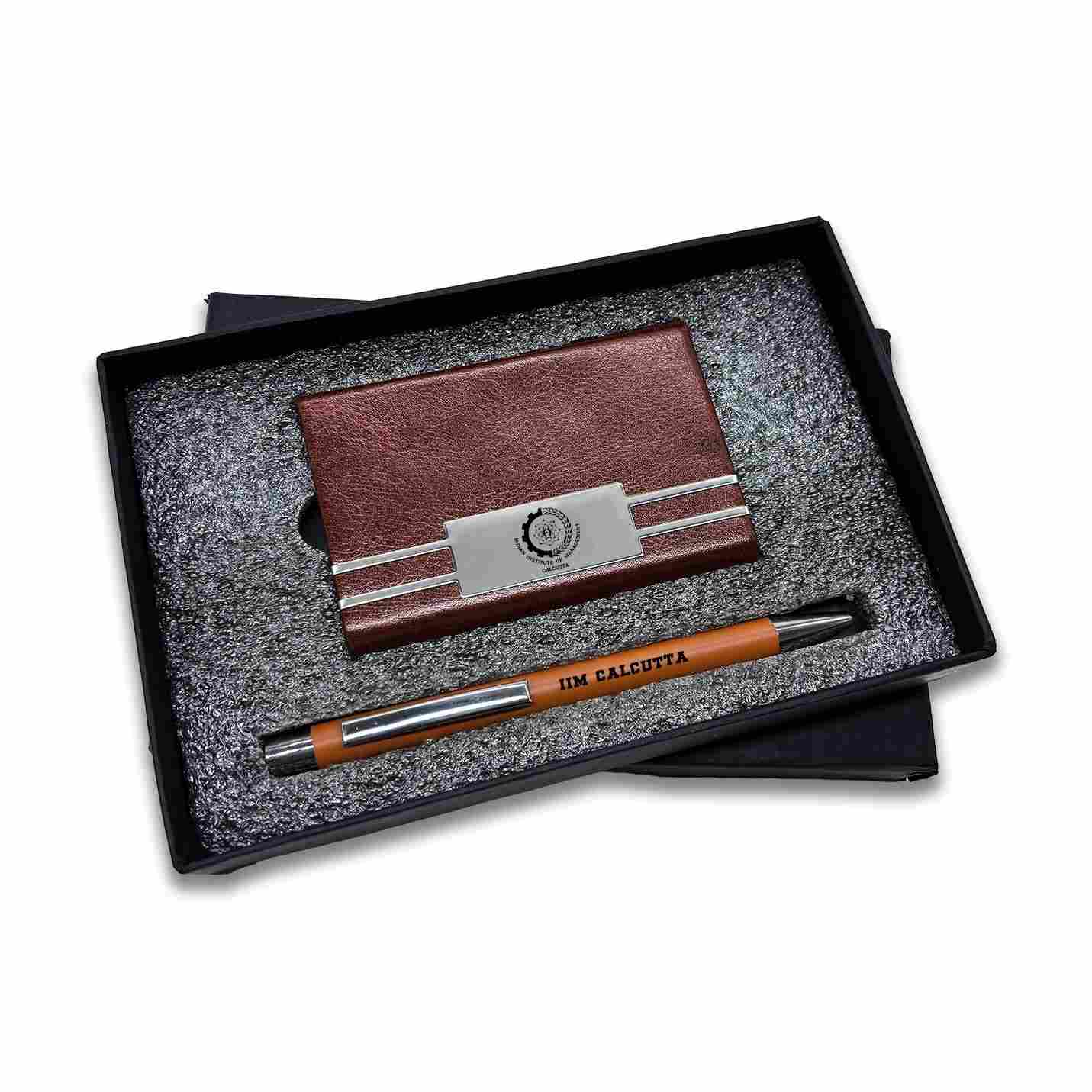 Deluxe 2 in 1 IIMC Logo Brown Pen & Card holder Gift set