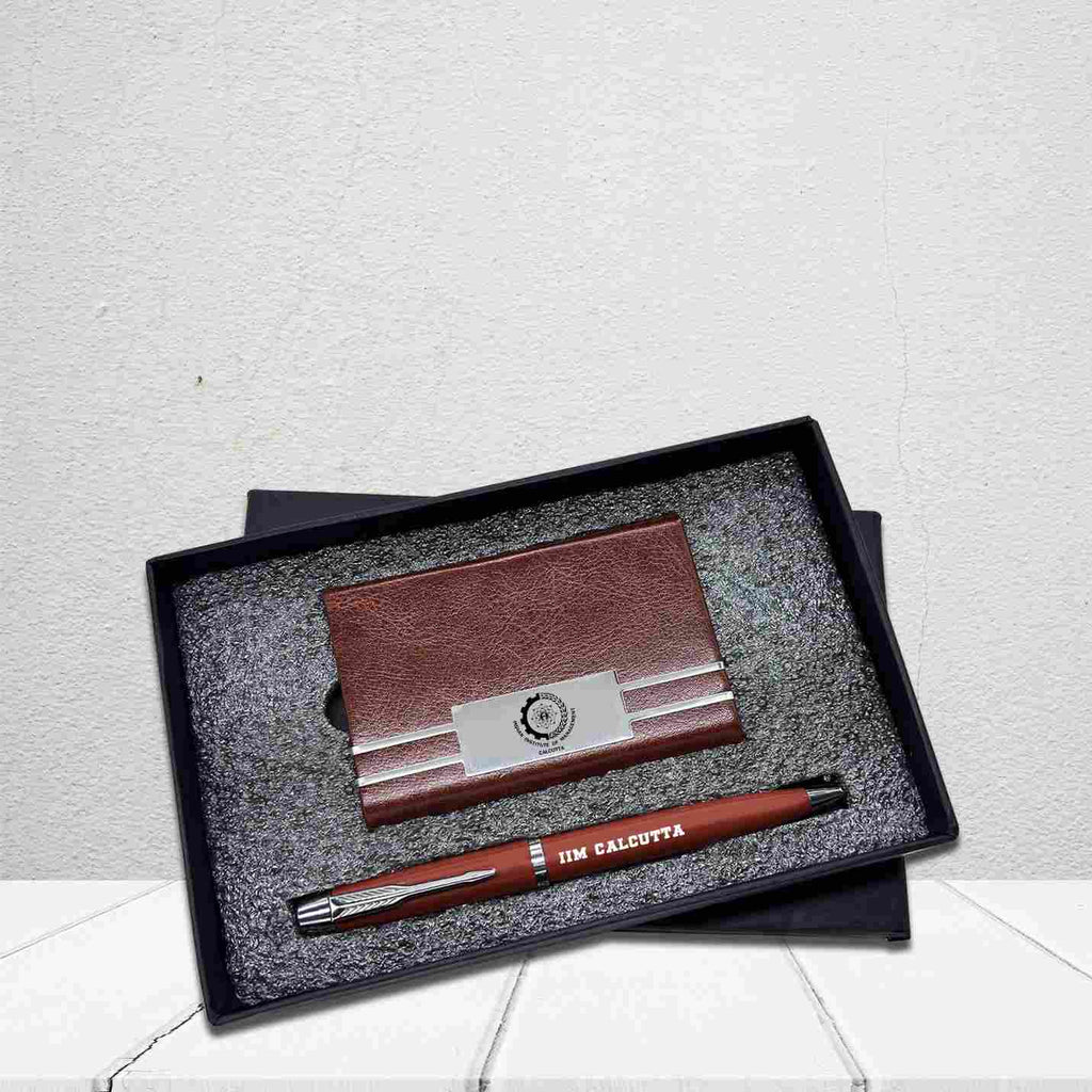 Classic 2 in 1 IIMC Logo Brown Pen & Card holder Gift set