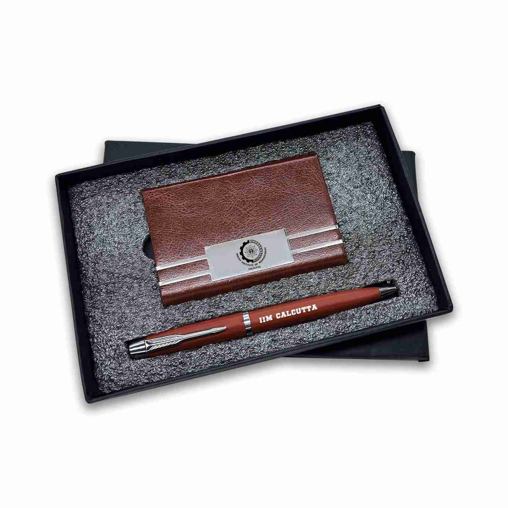 Classic 2 in 1 IIMC Logo Brown Pen & Card holder Gift set
