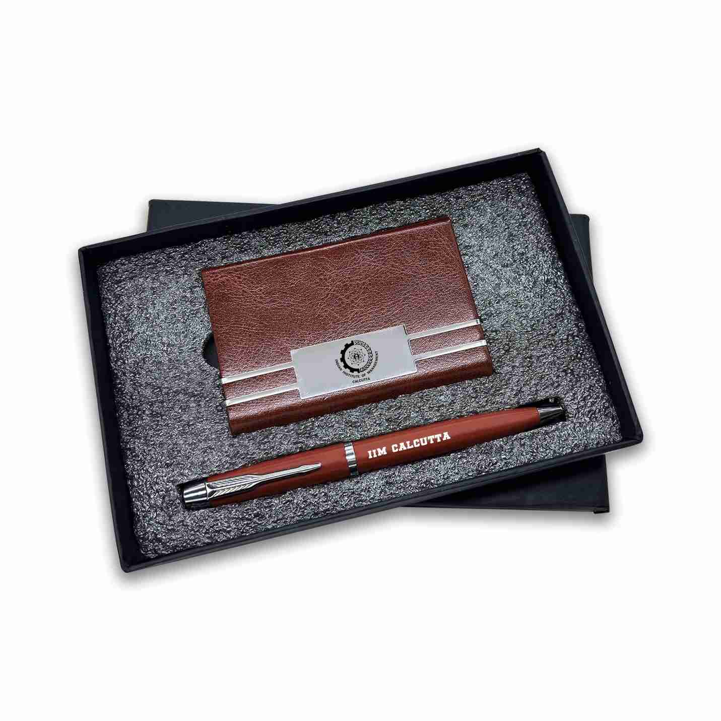 Classic 2 in 1 IIMC Logo Brown Pen & Card holder Gift set
