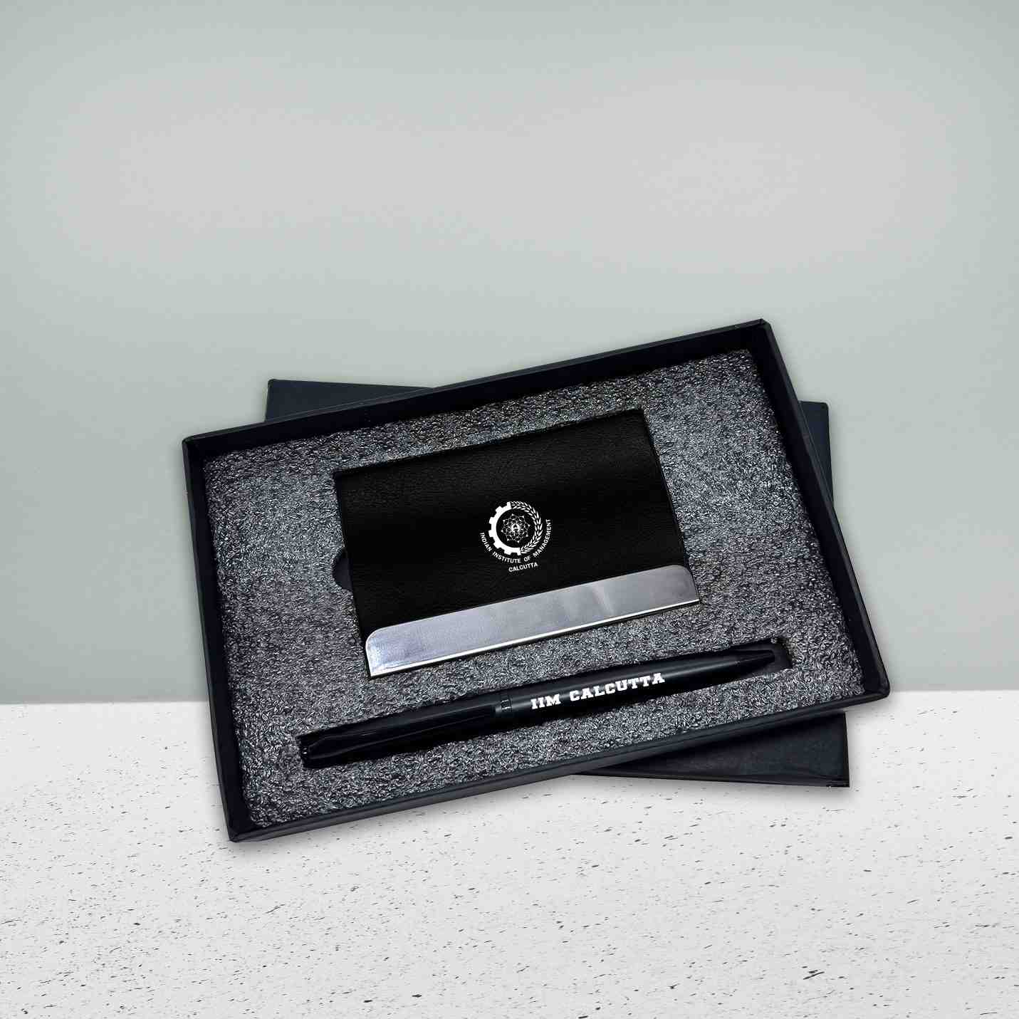 Prestigious 2 in 1 IIMC Logo Black Pen & Card holder Gift set