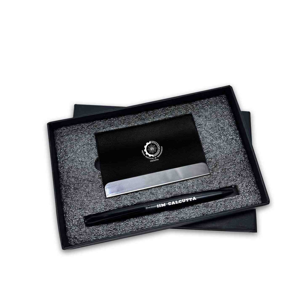Prestigious 2 in 1 IIMC Logo Black Pen & Card holder Gift set
