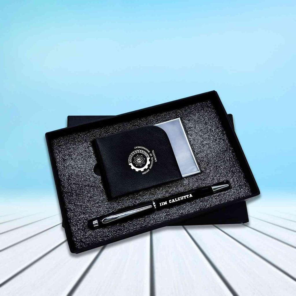 Top-tier 2 in 1 IIMC Logo Black Pen & Card Holder Gift set