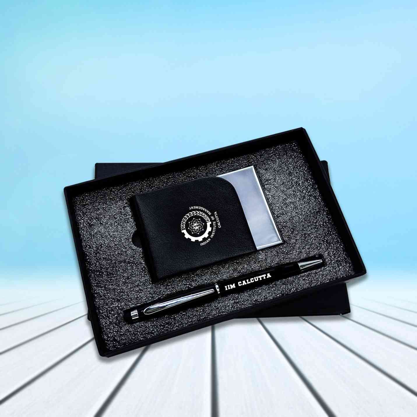 Top-tier 2 in 1 IIMC Logo Black Pen & Card Holder Gift set