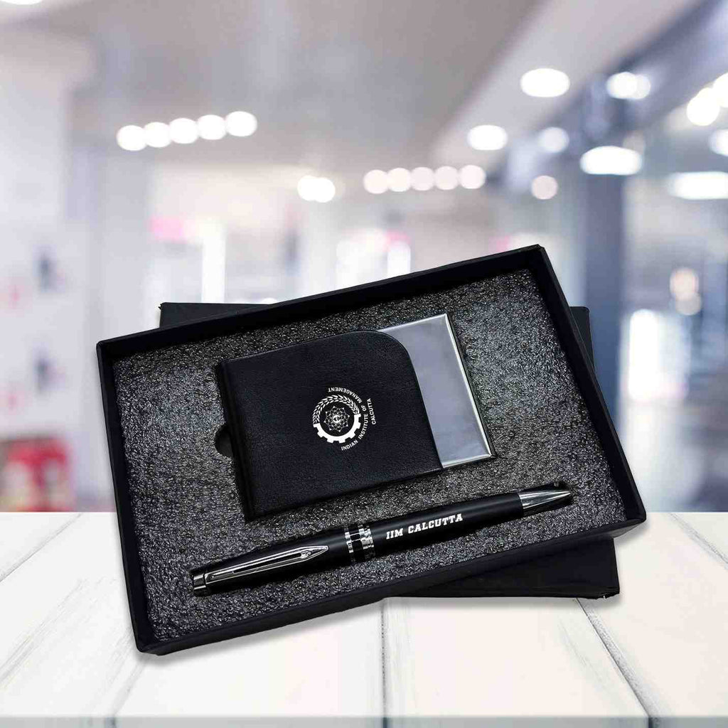 Top 2-in-1 IIMC Logo Black Pen & Card holder Gift set