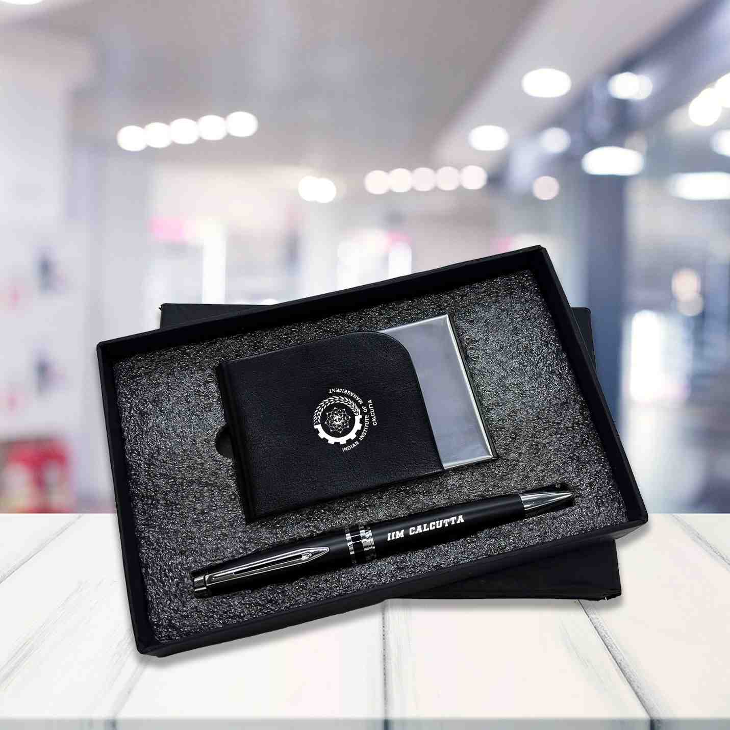 Top 2-in-1 IIMC Logo Black Pen & Card holder Gift set