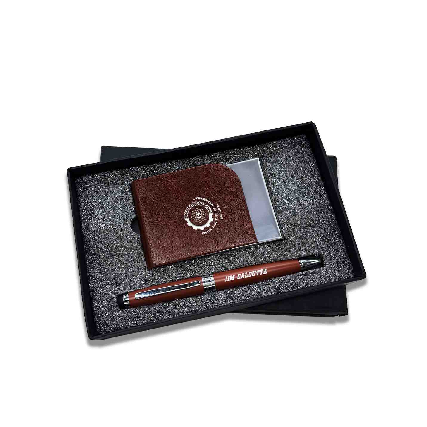 Elite 2 in 1 IIMC Logo Brown Pen & Card holder Gift set