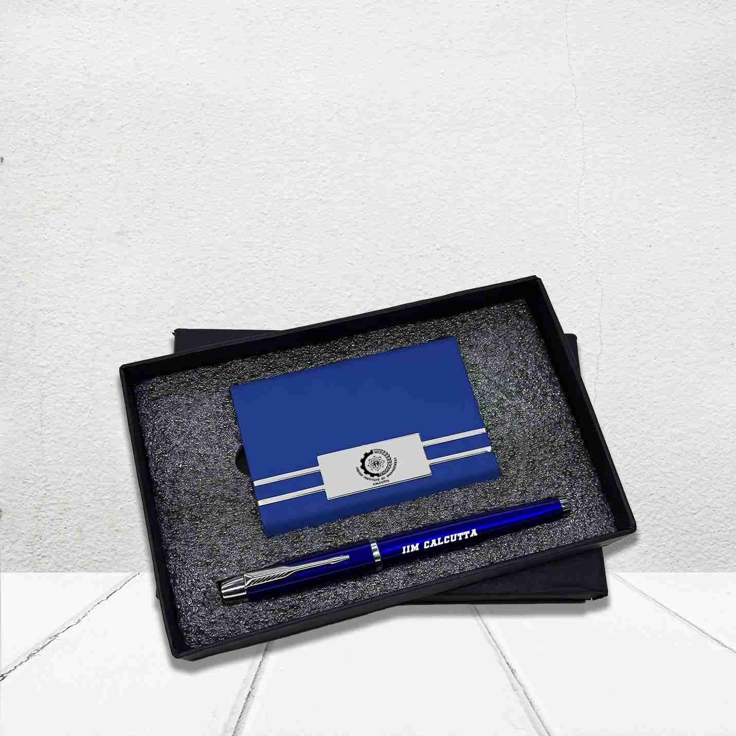 Best-quality 2 in 1 IIMC Logo Blue Pen & Card holder Gift set