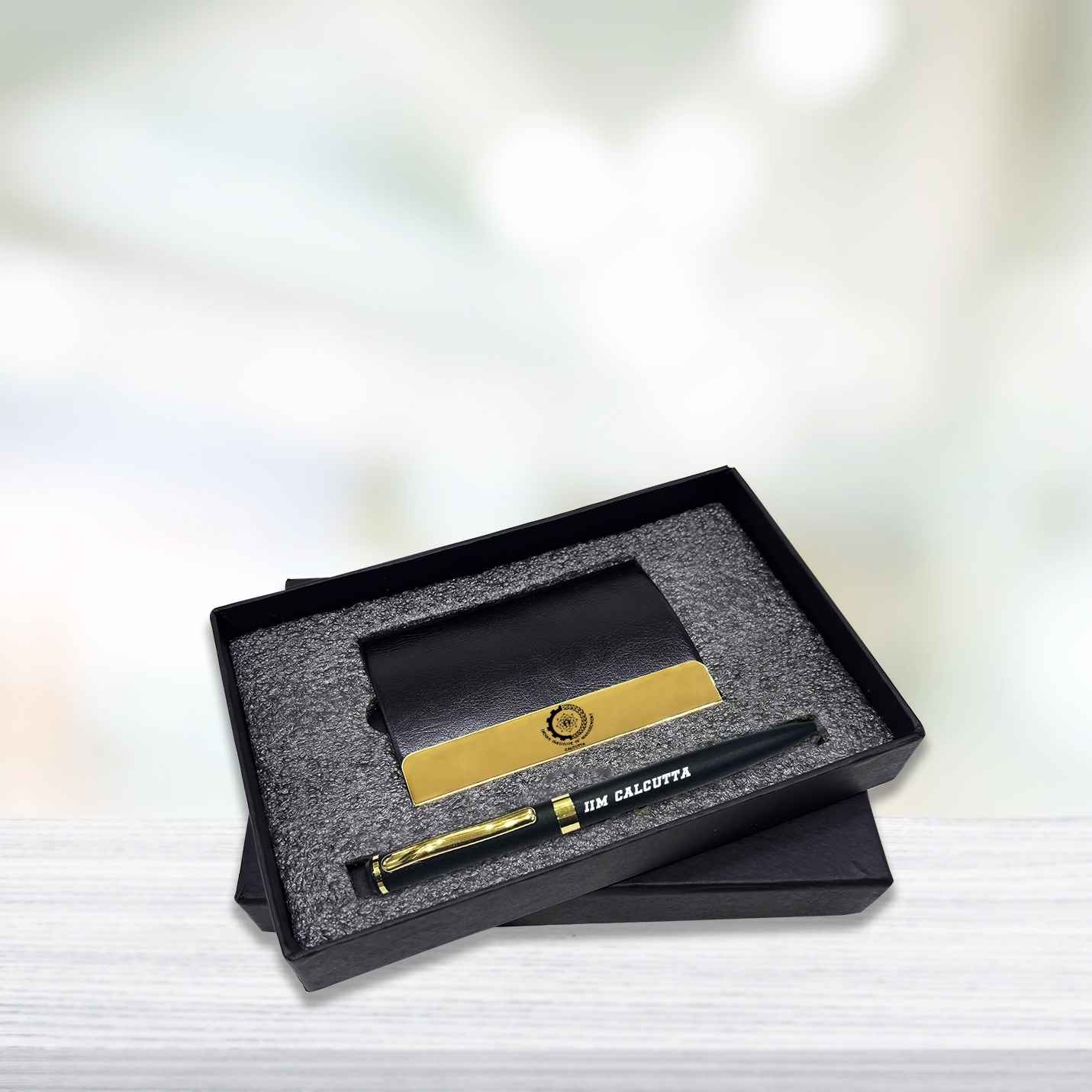Elegant 2 in 1 IIMC Logo Pen & Card holder Black Gift set