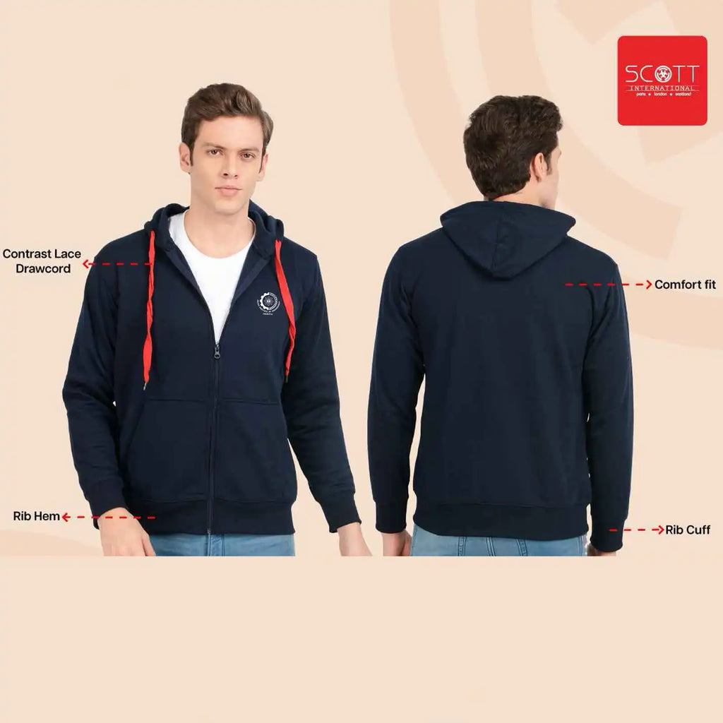 Classic Navy Blue IIM Calcutta Merchandise Hoodie with Zip