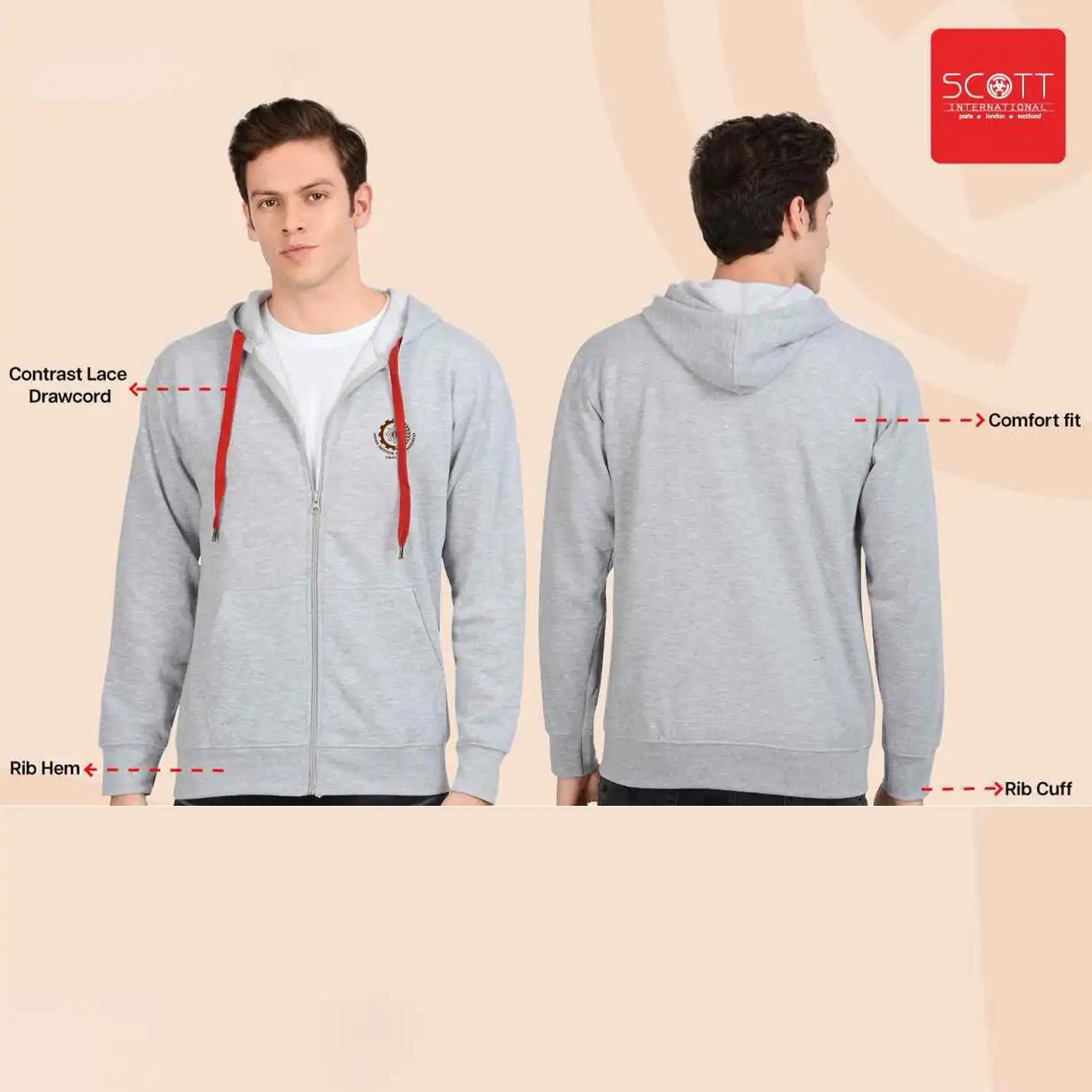 Everyday IIMC Merchandise Light Grey Hoodie with Zip