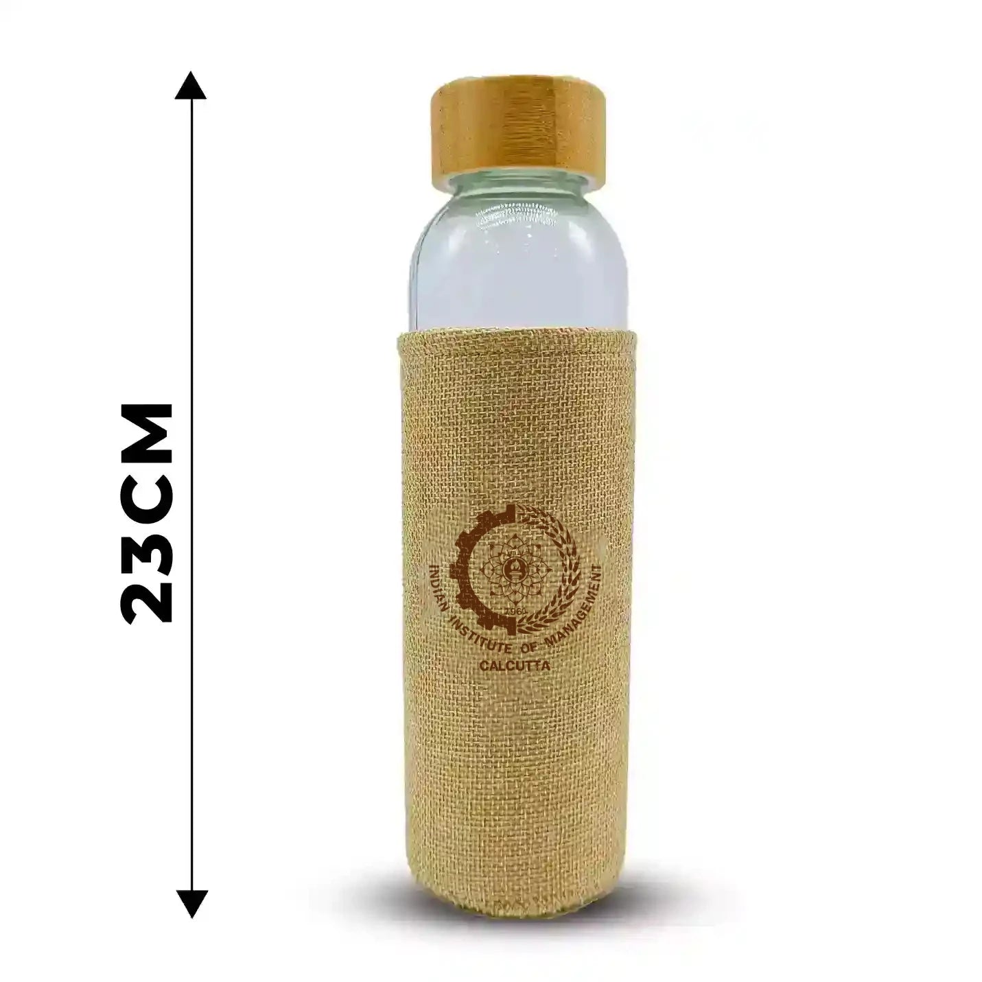 Eco-Friendly Transparent Bottle with Jute Sleeve – IIMC Edition