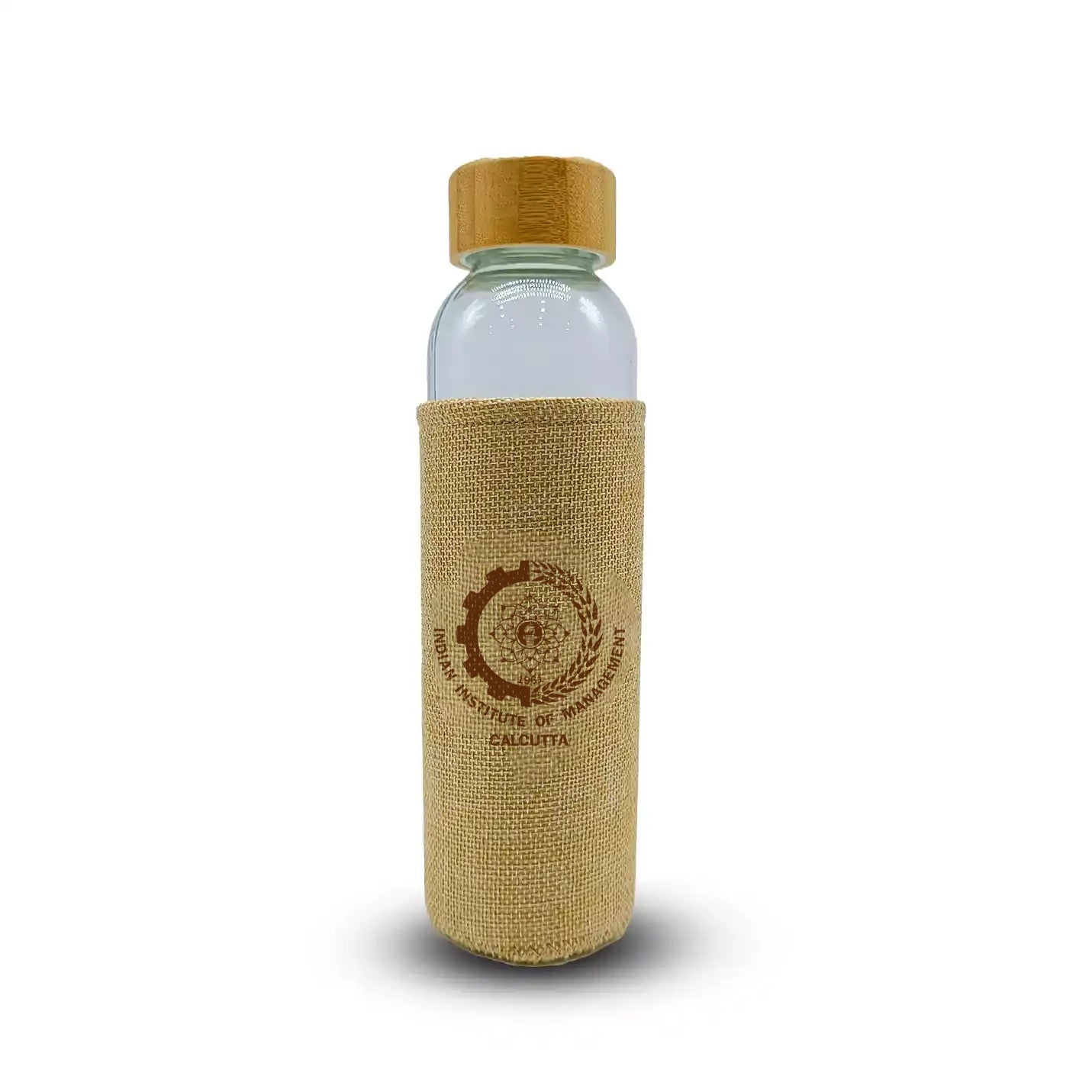 Eco-Friendly Transparent Bottle with Jute Sleeve – IIMC Edition