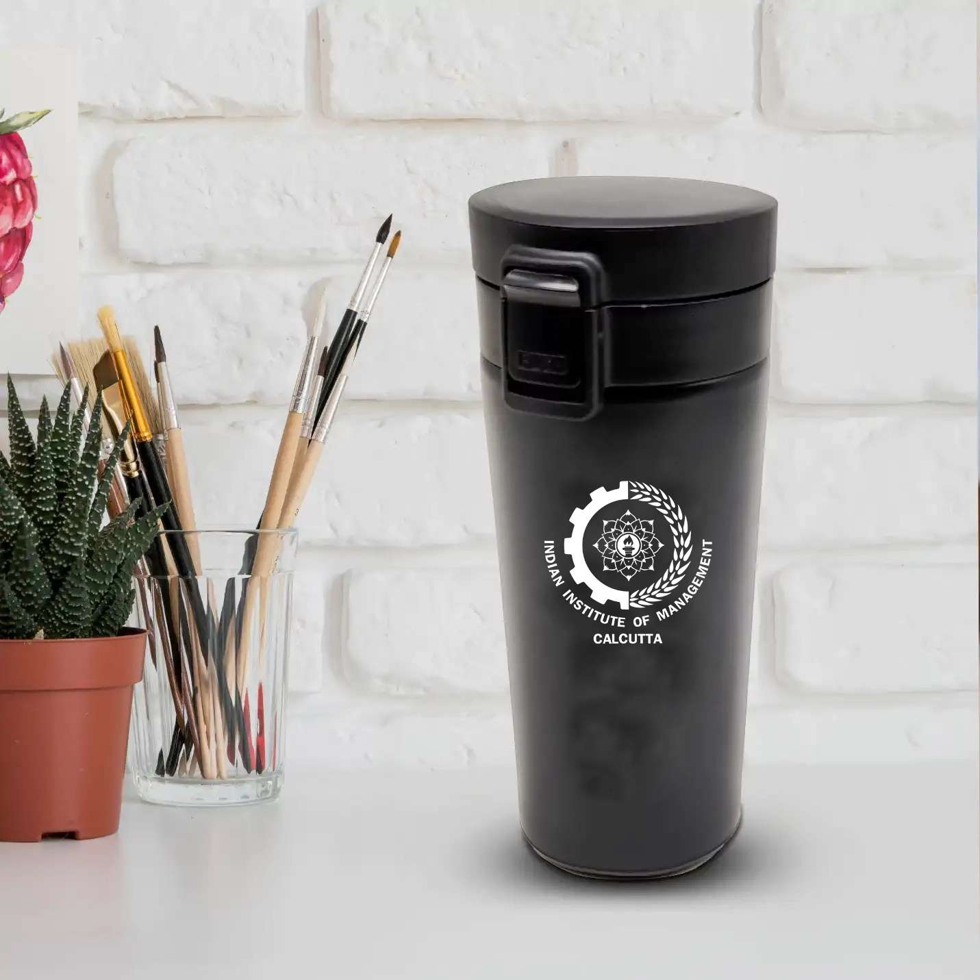 Elegant Black IIMC Logo Stainless Steel Tumbler
