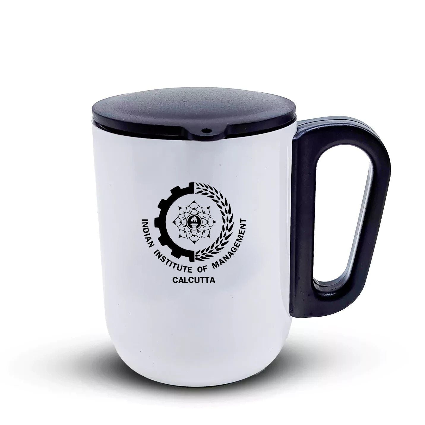 Minimalist IIMC Logo White Coffee Mug With Lid