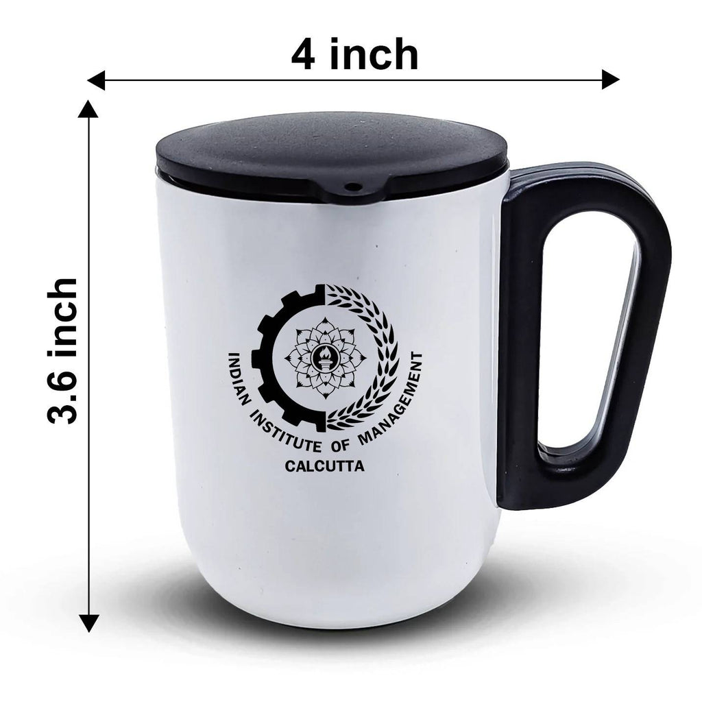 Minimalist IIMC Logo White Coffee Mug With Lid